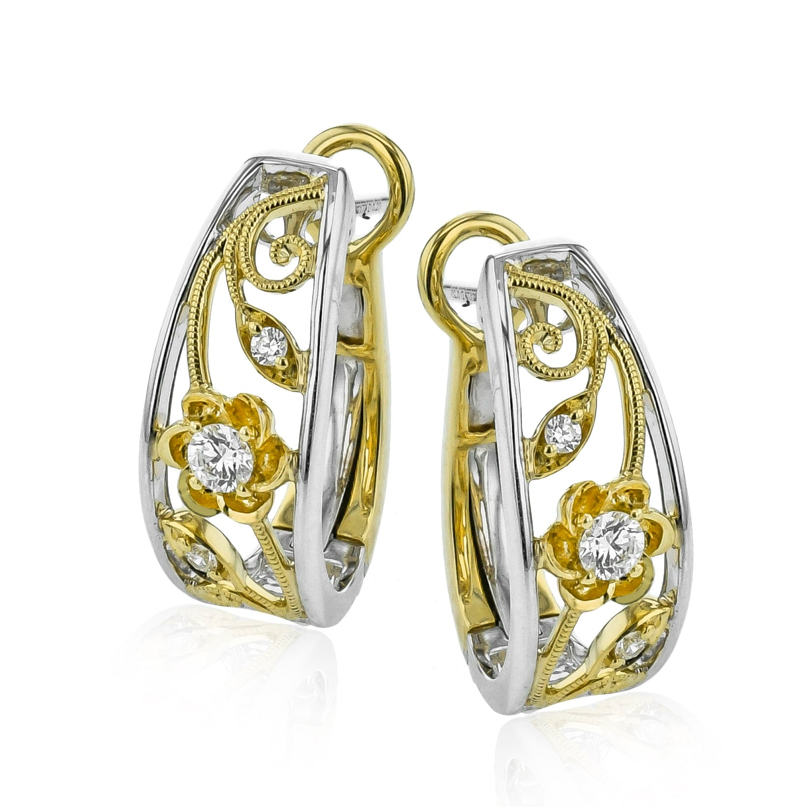Simon G. 18K Two-Tone Diamond Trellis Hoops