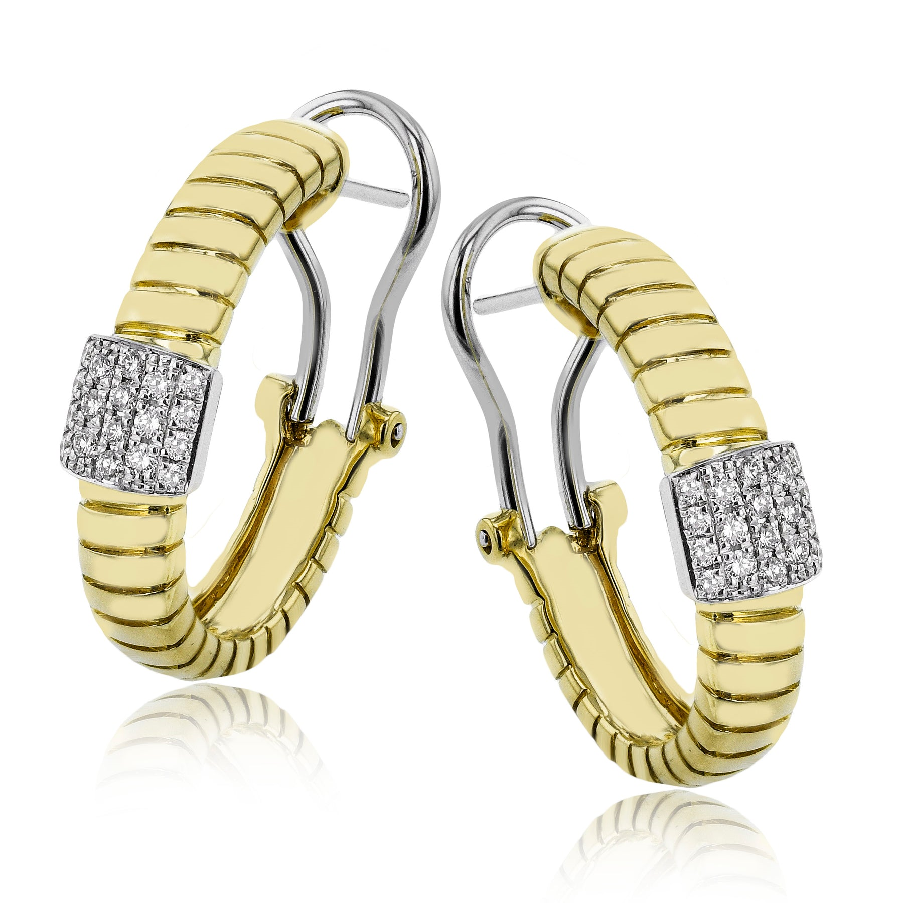 Simon G. 18K Two-Tone Diamond & Polished Coil Hoops