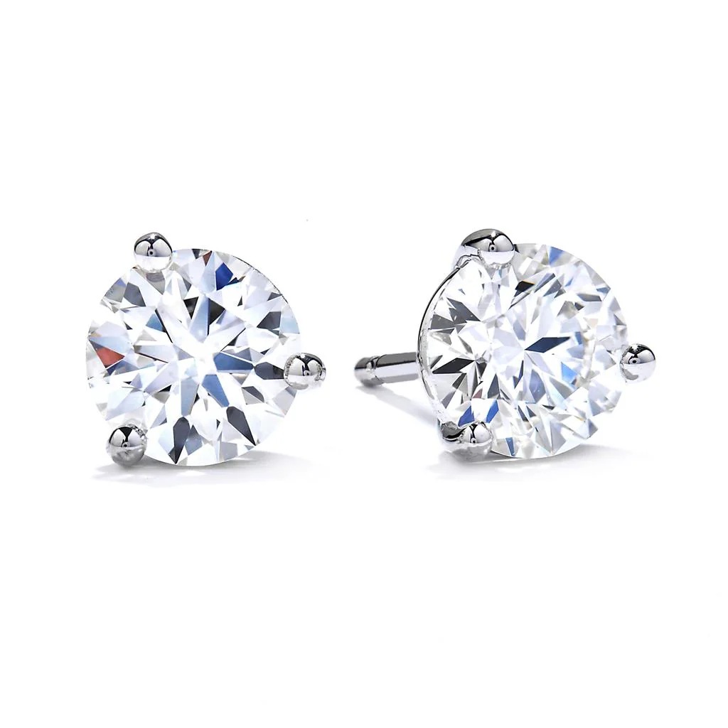 18K WG 3 PRONG STUD EARRINGS WITH 2=0.33TW ROUND IJ VS-SI DIAMONDS