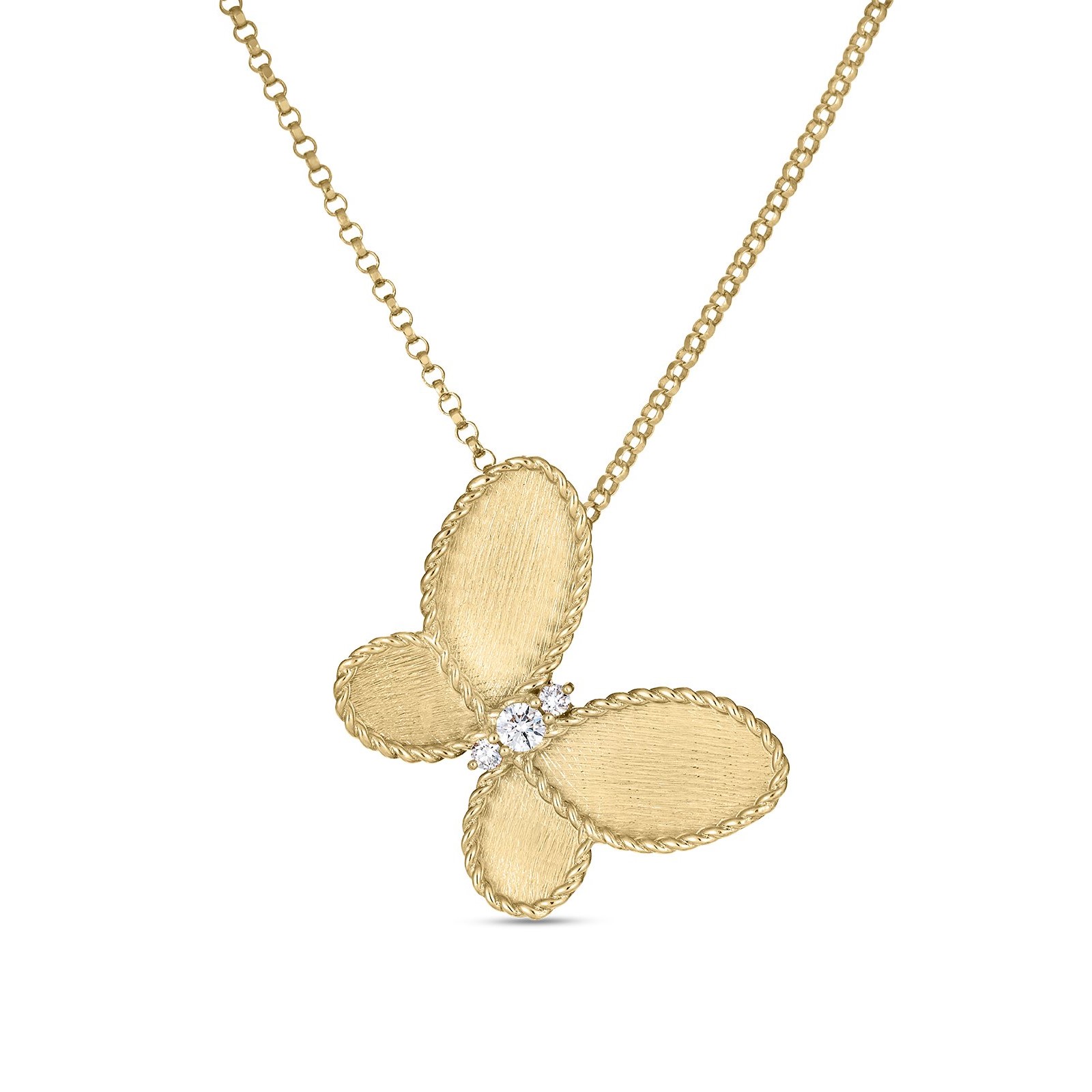 Roberto Coin 18K Yellow Gold Jasmine Diamond Butterfly Pendant