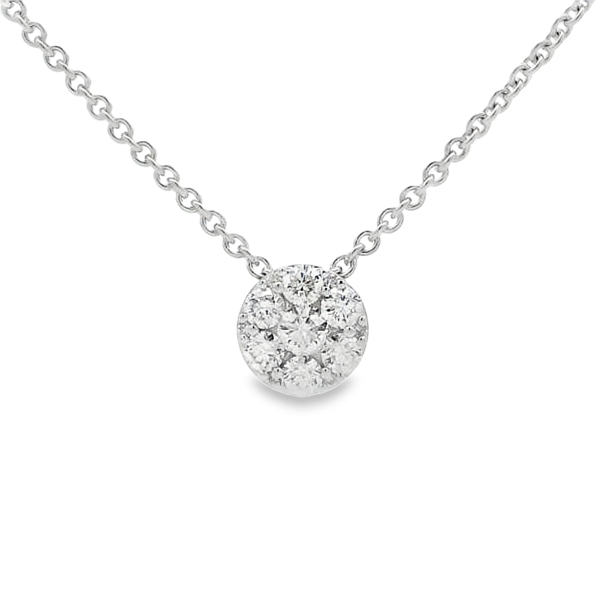 14K White Gold 1/3-Carat Diamond Cluster Slide Pendant