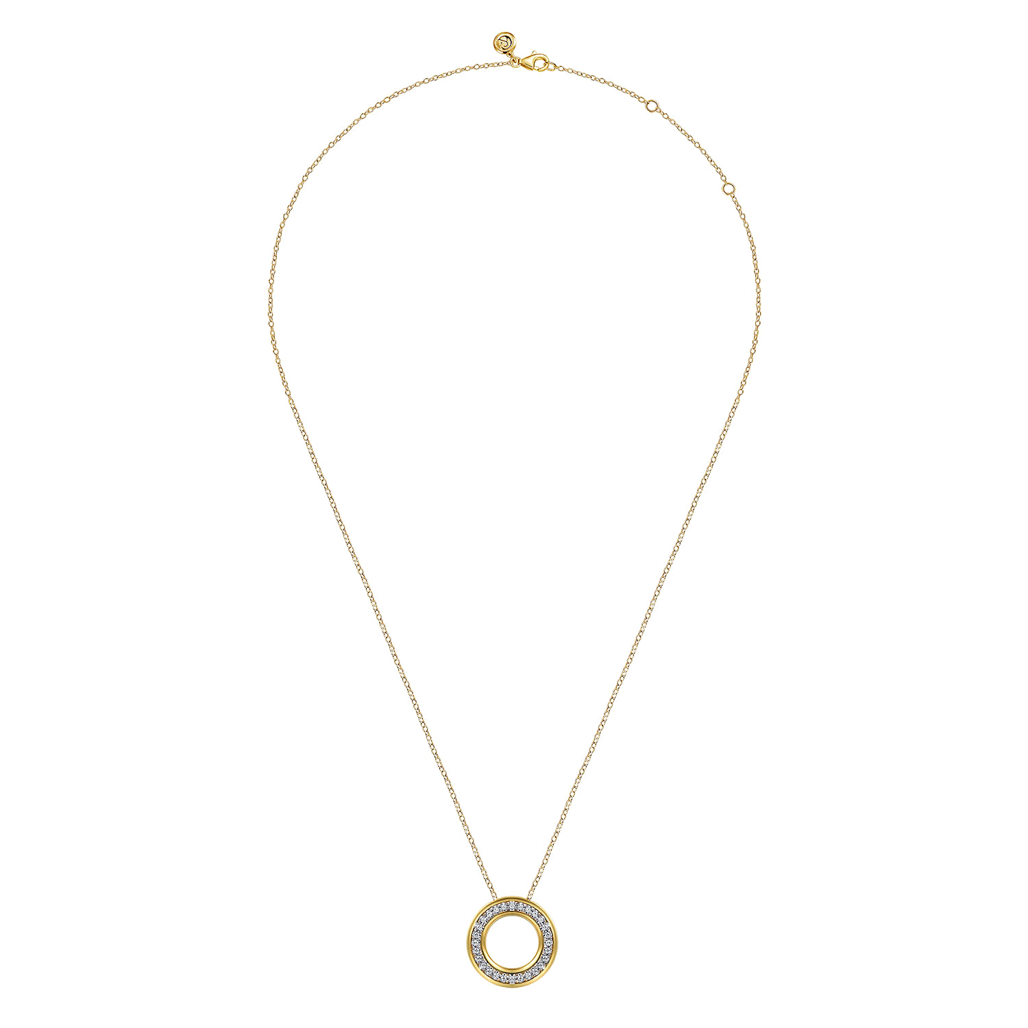 Gabriel & Co. 14K Yellow and White Gold Diamond Circle Pendant