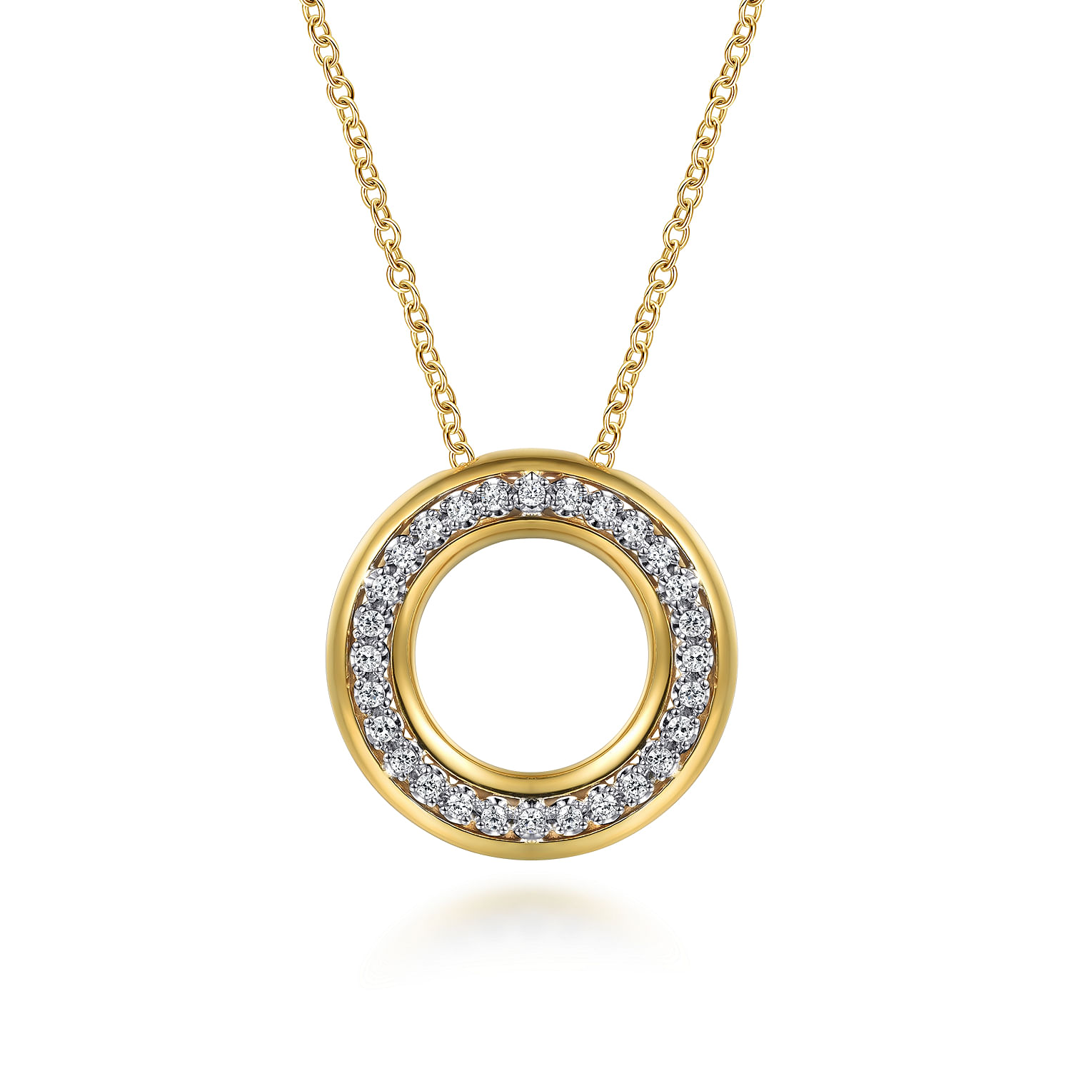 Gabriel & Co. 14K Yellow and White Gold Diamond Circle Pendant