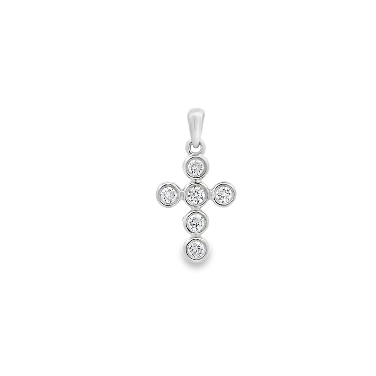 18K White Gold Bezel Diamond Cross