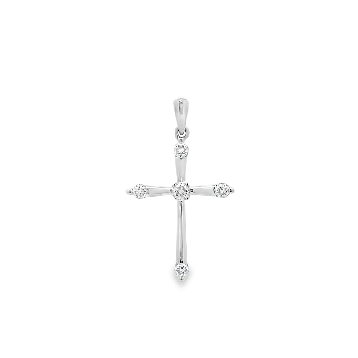 14K White Gold Small Diamond Cross