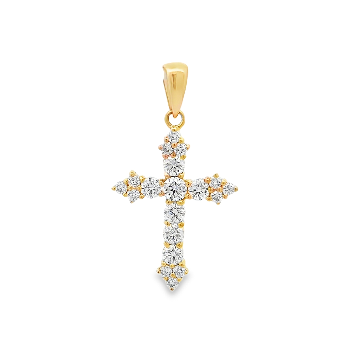 18K Yellow Gold Diamond Cross Pendant