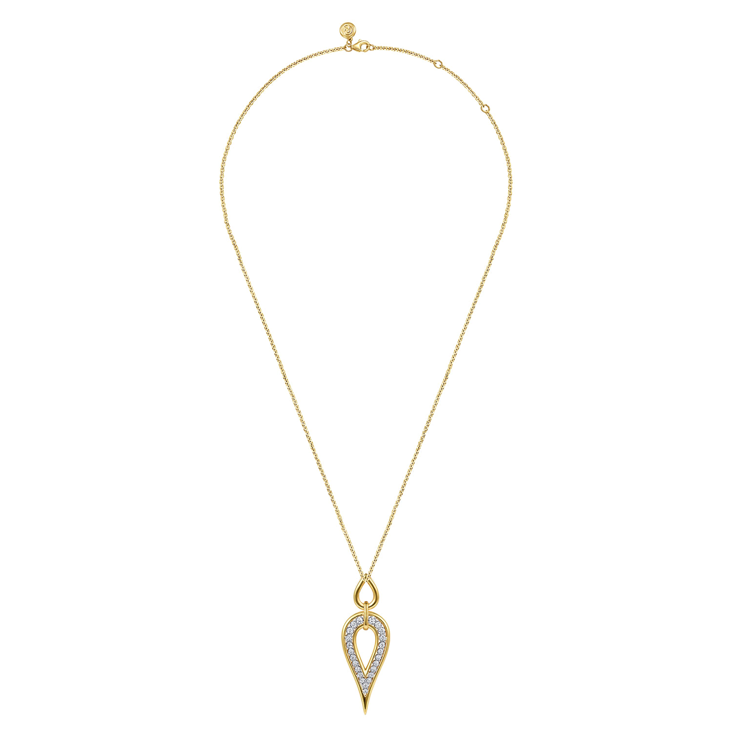 Gabriel & Co. 14K White & Yellow Gold Diamond Teardrop Pendant