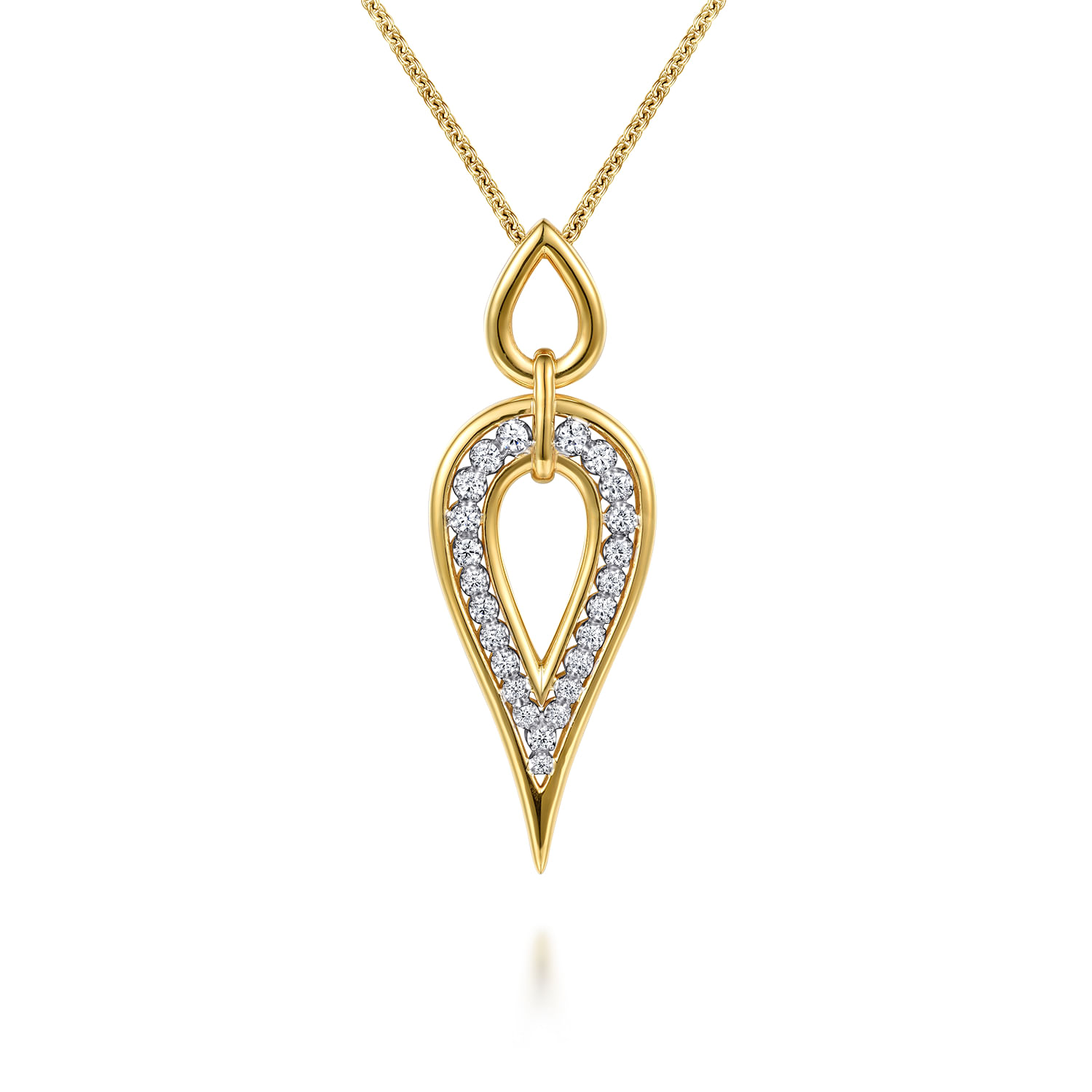 Gabriel & Co. 14K White & Yellow Gold Diamond Teardrop Pendant
