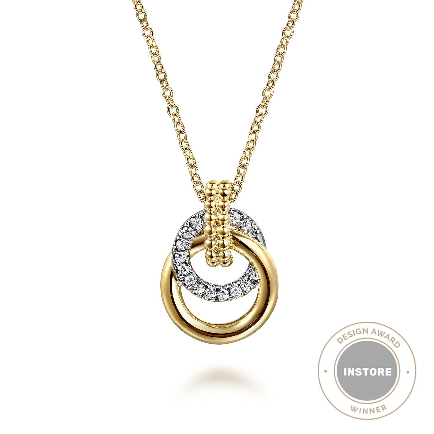 Gabriel & Co. 14K Two-Tone Bujukan Diamond Circles Pendant