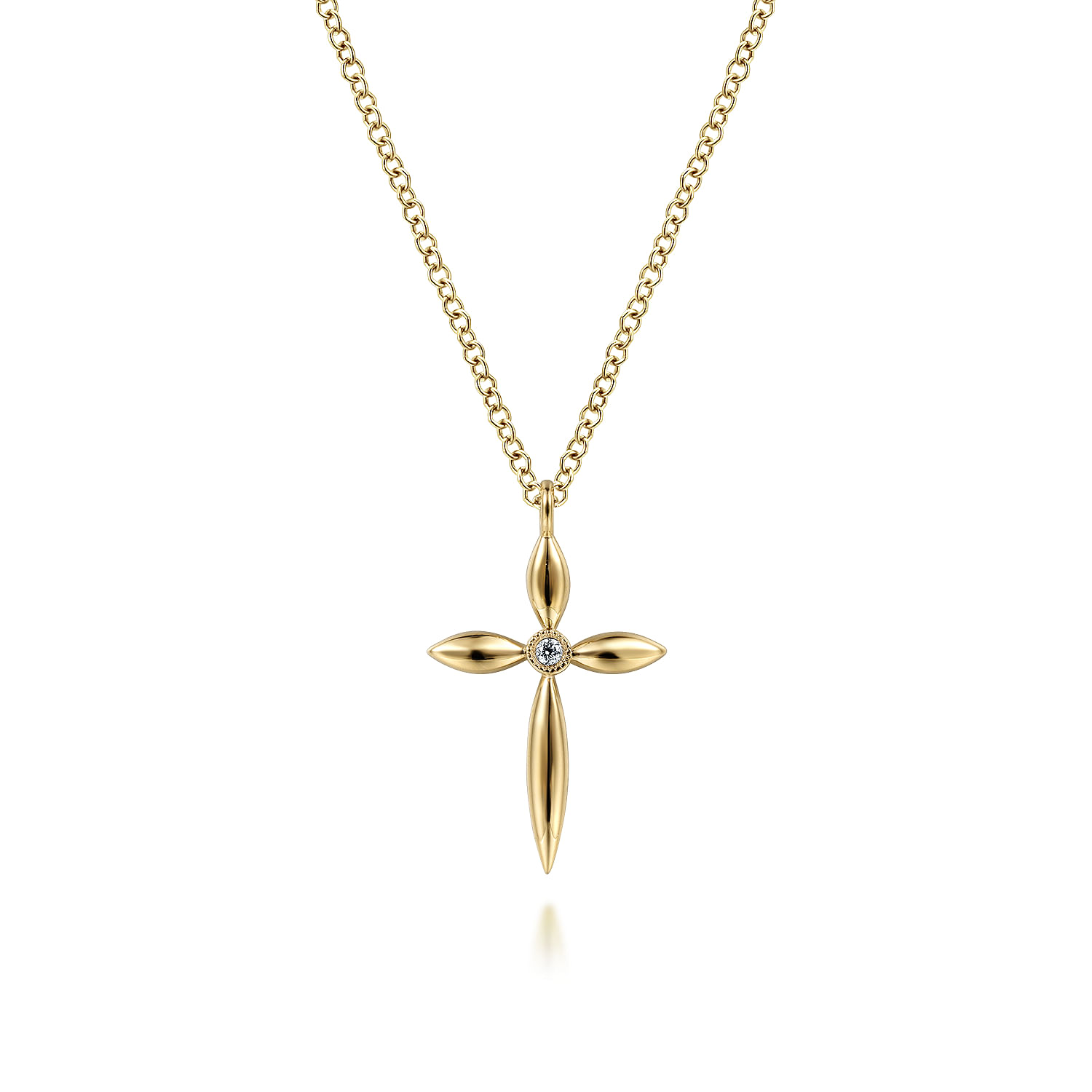 Gabriel & Co. 14K Yellow Gold Diamond Cross Pendant