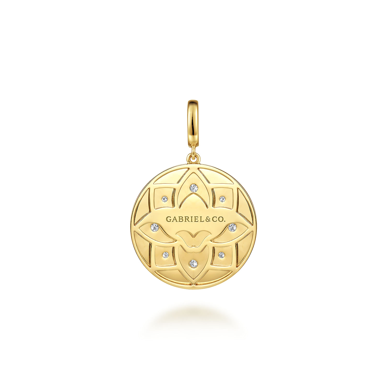 Gabriel & Co. 14K Yellow Gold Large Bujukan & Diamond Floral Medallion