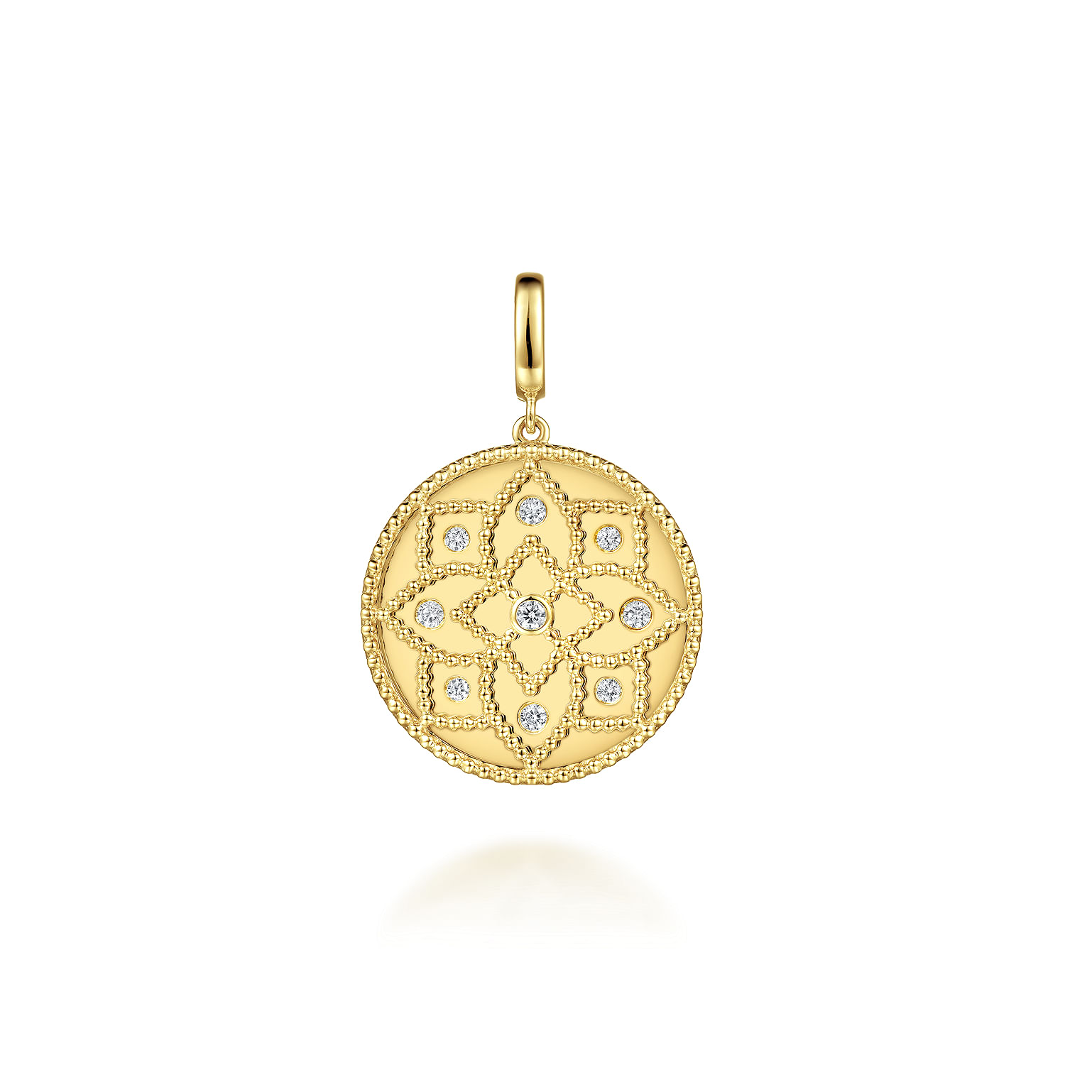 Gabriel & Co. 14K Yellow Gold Large Bujukan & Diamond Floral Medallion