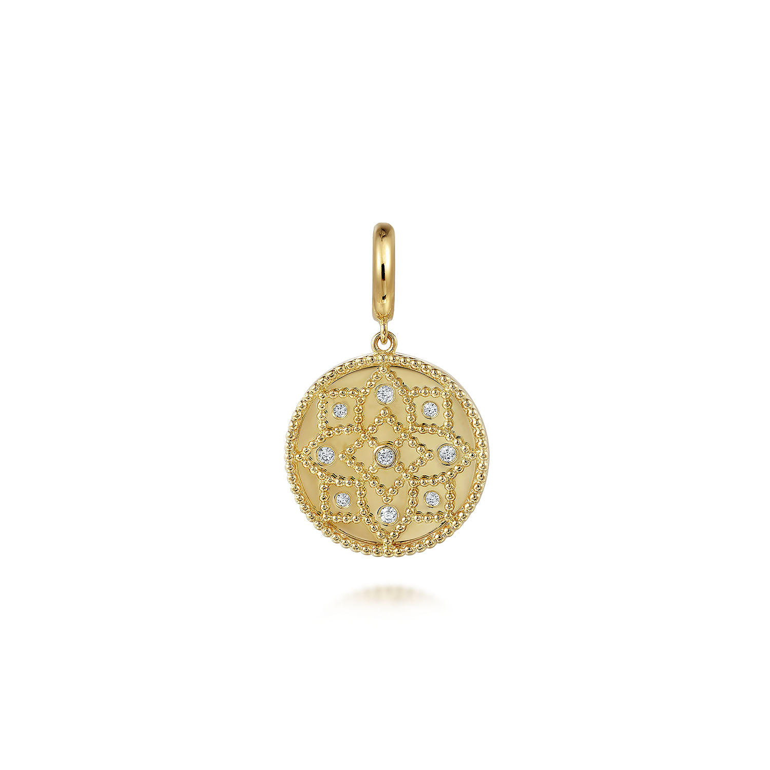 Gabriel & Co. 14K Yellow Gold Small Diamond Floral Motif Medallion