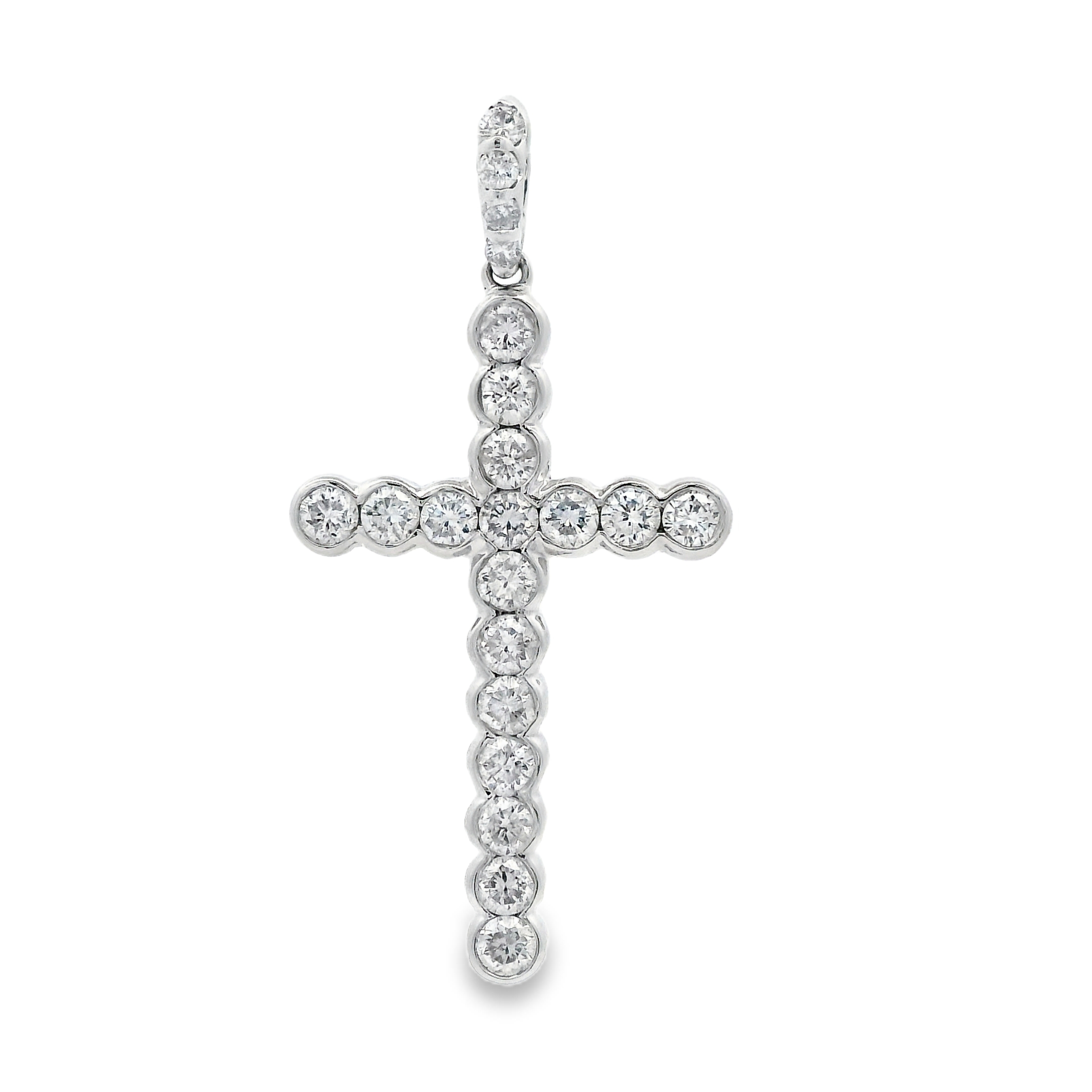 18K White Gold 1.2-Carat Bezel Diamonds Cross