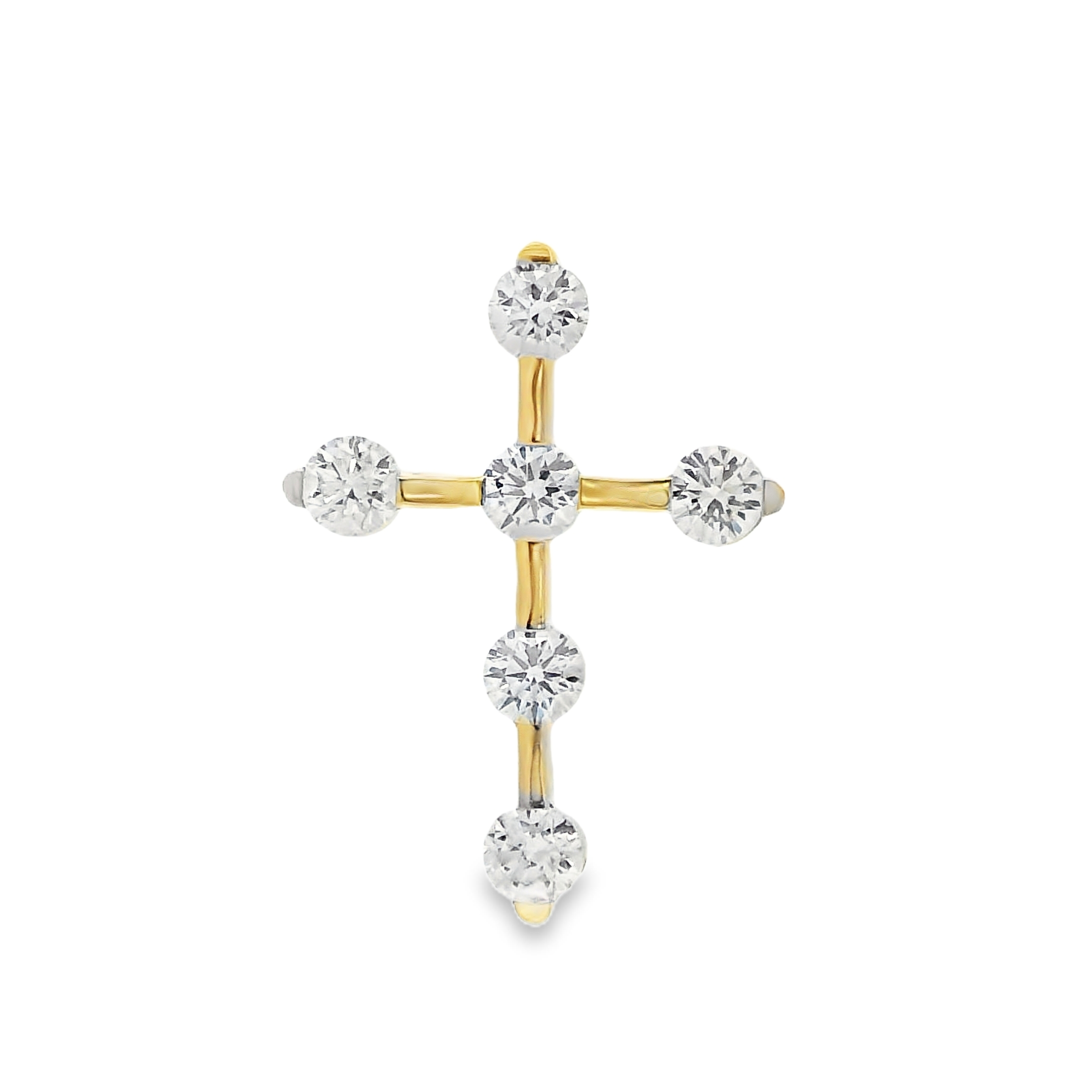 18K Yellow Gold Diamond and Bar Cross