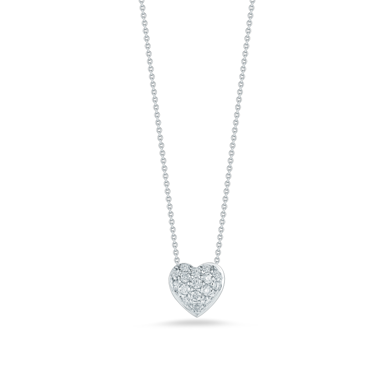 Roberto Coin 18K White Gold Tiny Treasures Puffed Diamond Heart Pendant