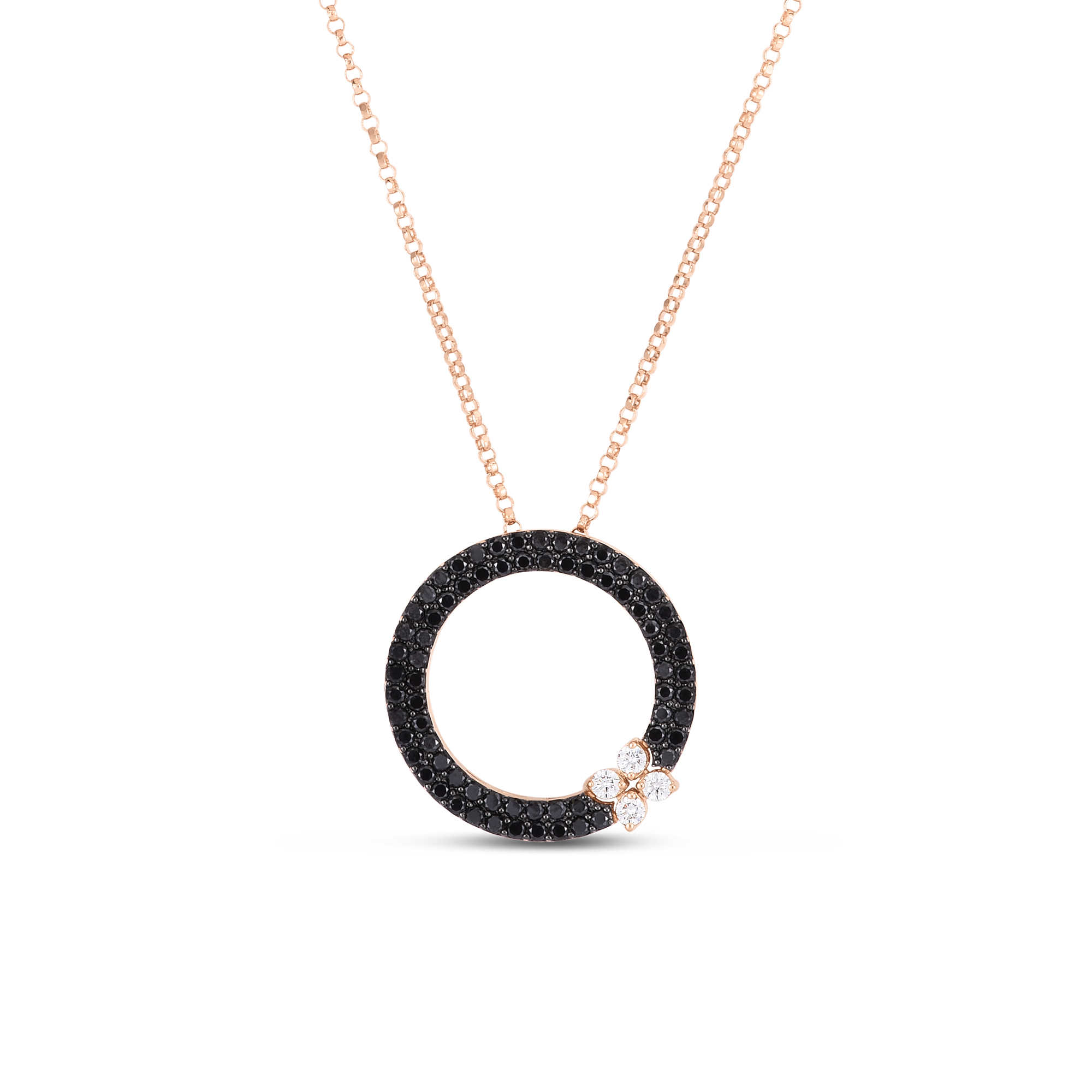 Roberto Coin 18K Rose Gold Love in Verona Black & White Circle Pendant