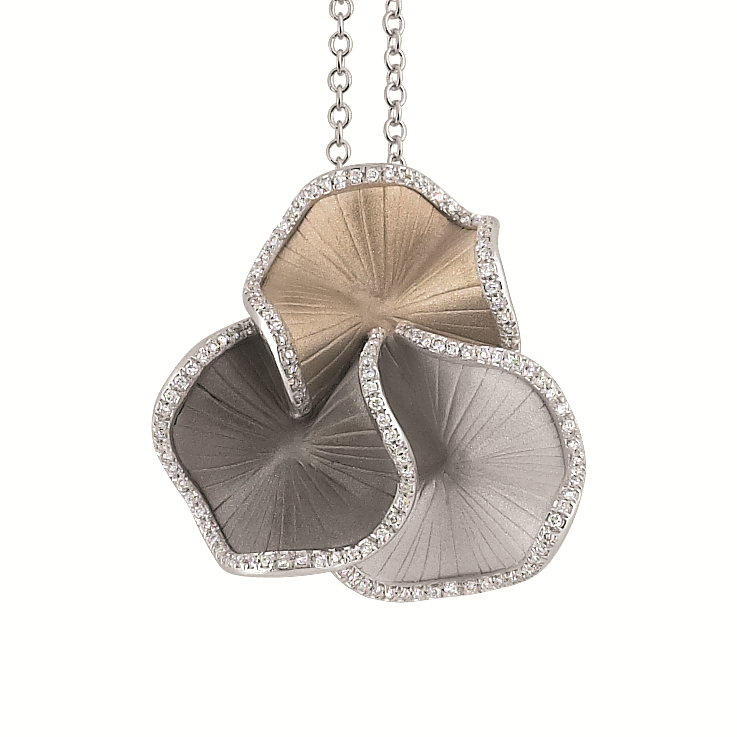 Cammilli 18K Sultana White Ice, Natural Beige and Black Lava Gold Pendant with Diamonds