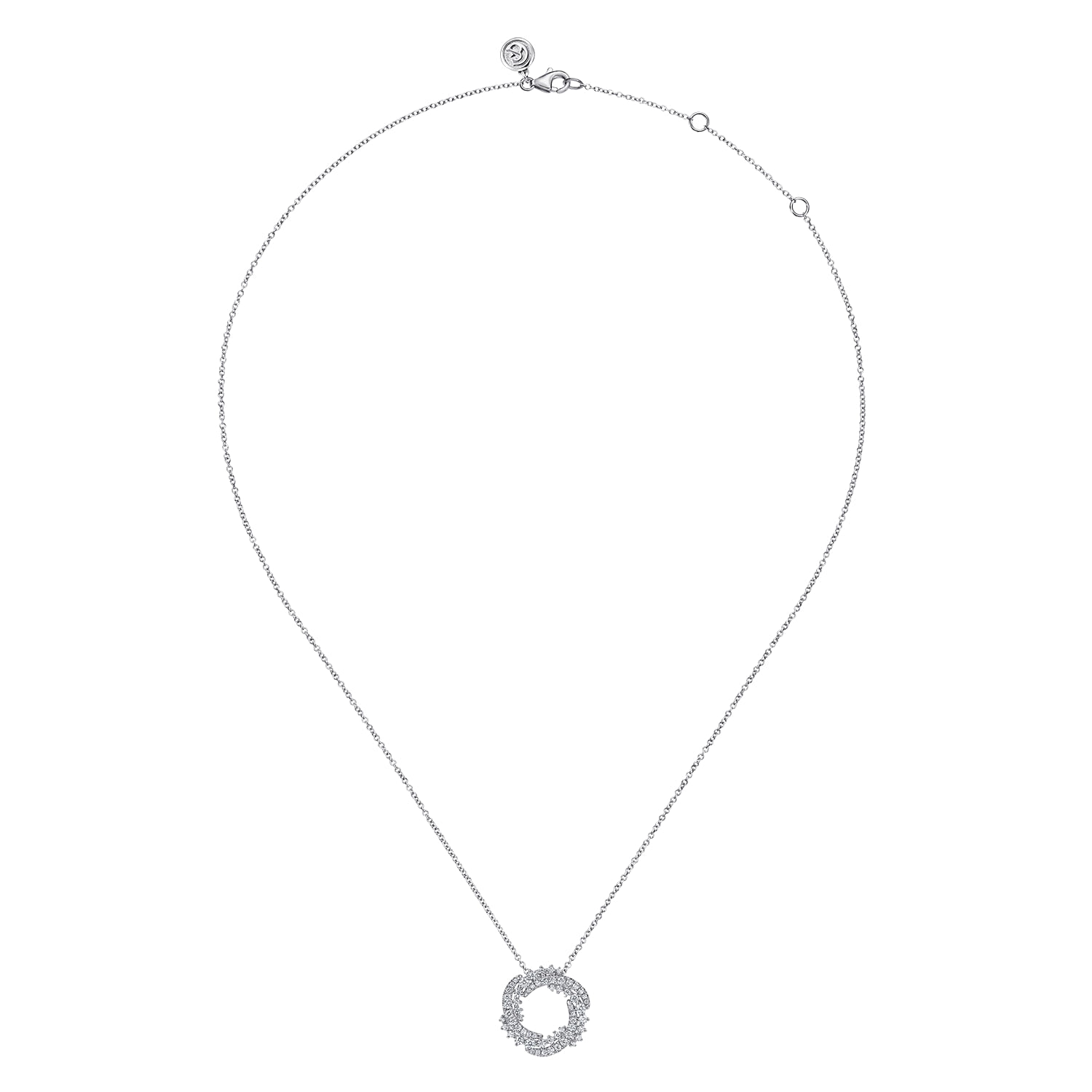 Gabriel & Co. 14K White Gold Diamond Circle Swirl Pendant