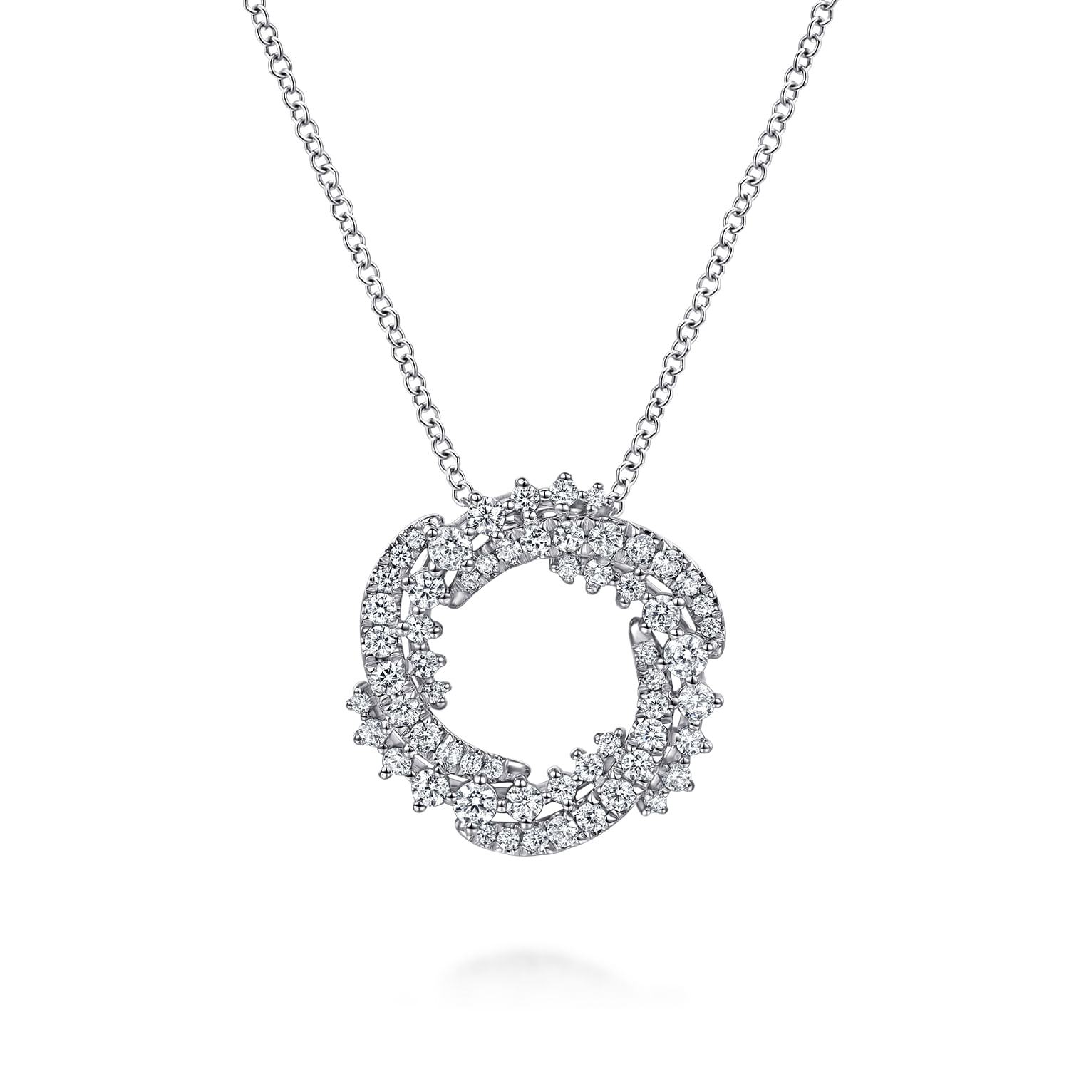 Gabriel & Co. 14K White Gold Diamond Circle Swirl Pendant