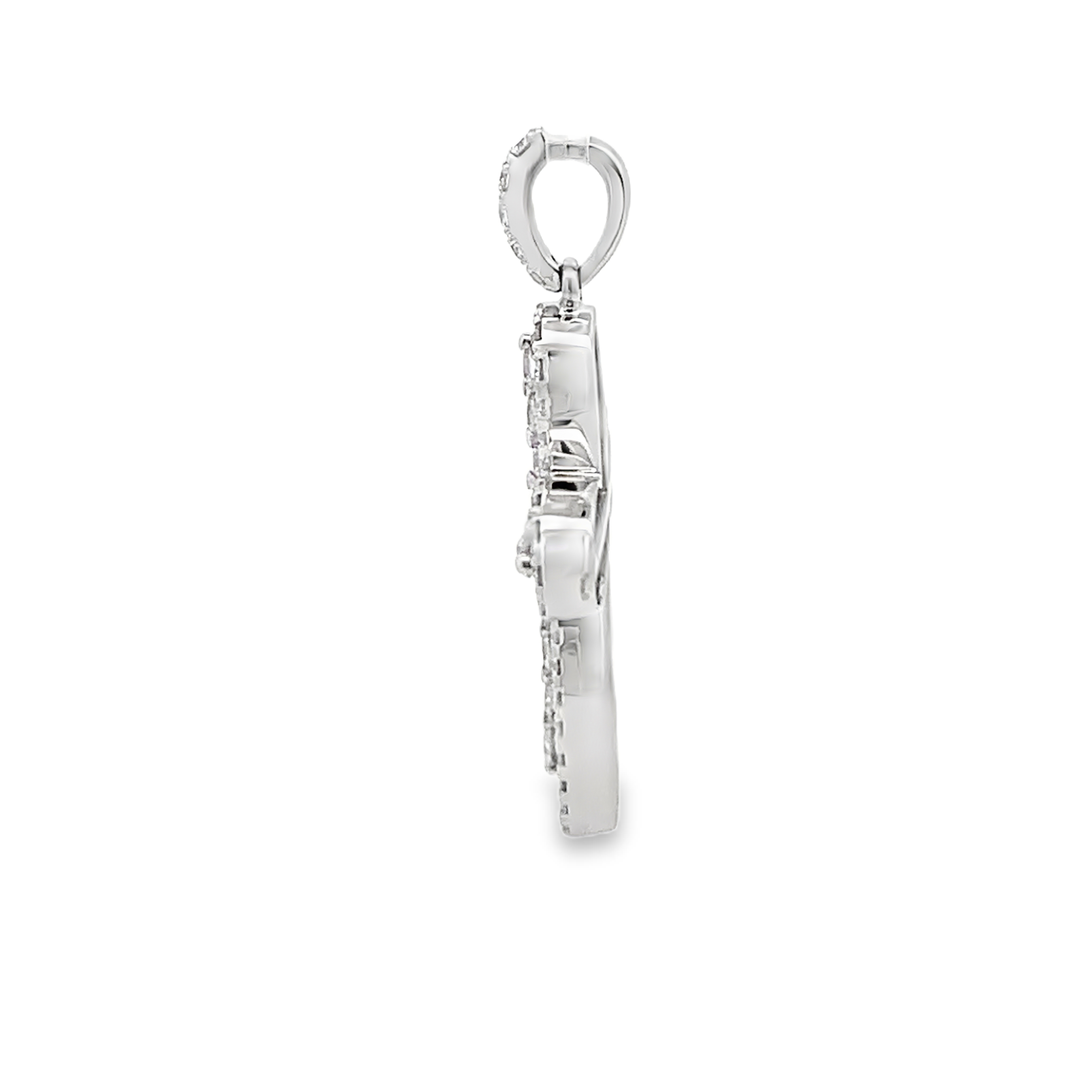 18K White Gold Diamond Cross Pendant