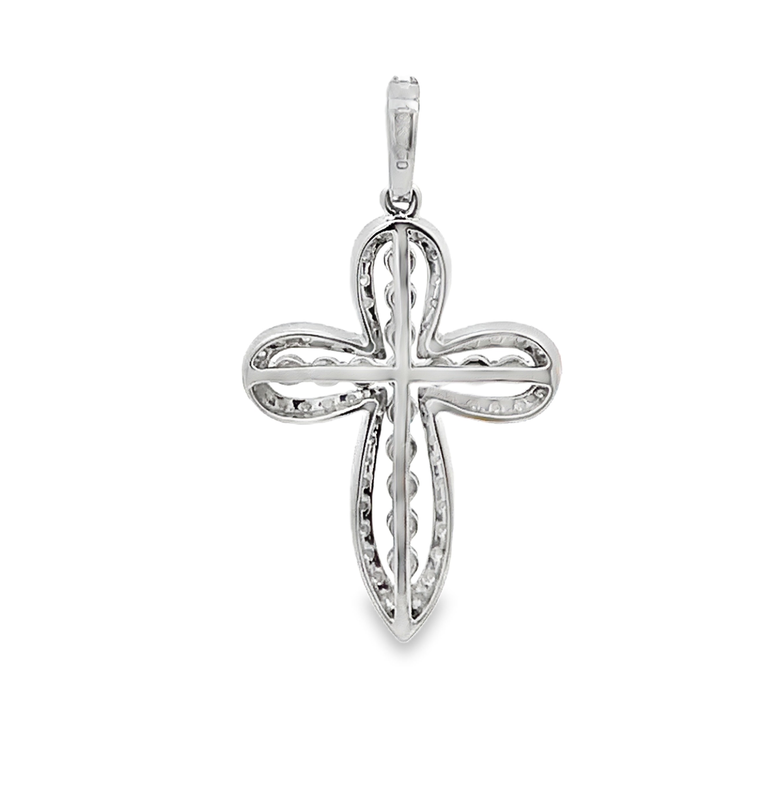 18K White Gold Diamond Cross Pendant