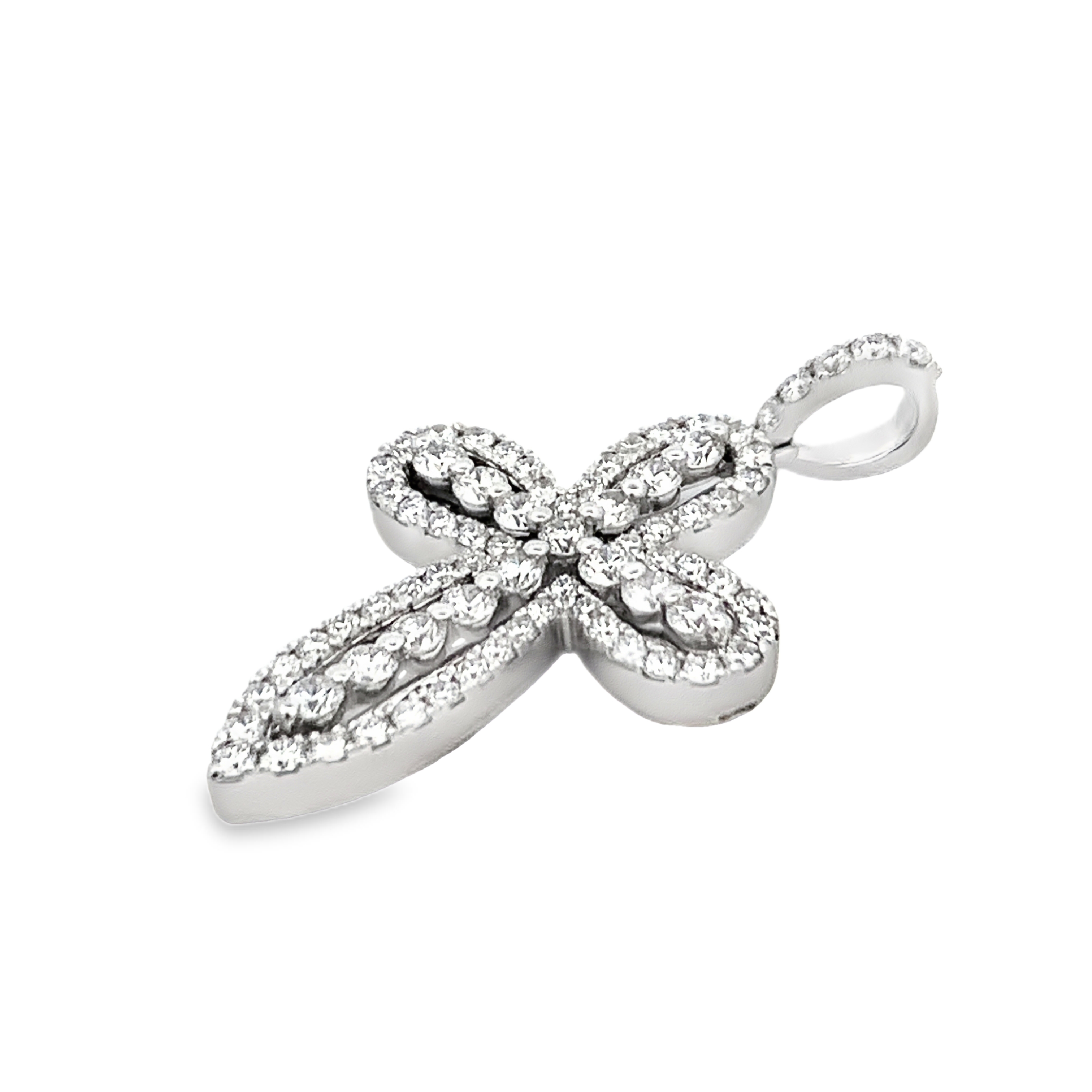 18K White Gold Diamond Cross Pendant