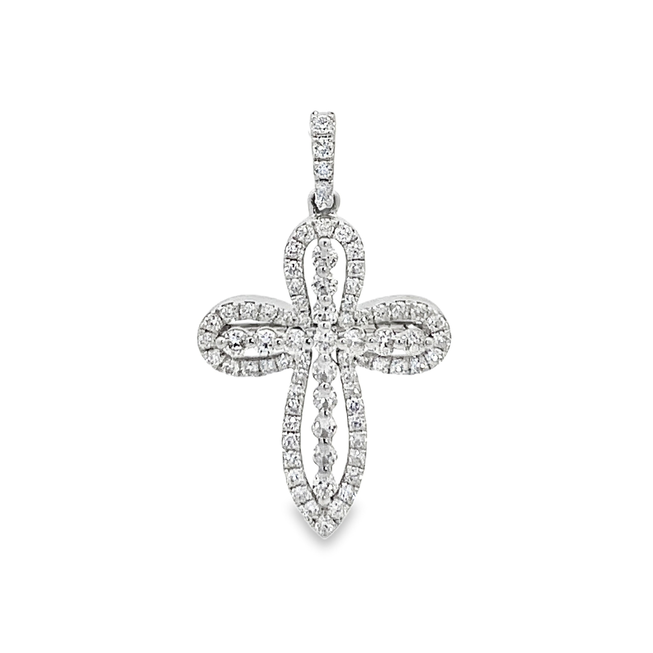 18K White Gold Diamond Cross Pendant
