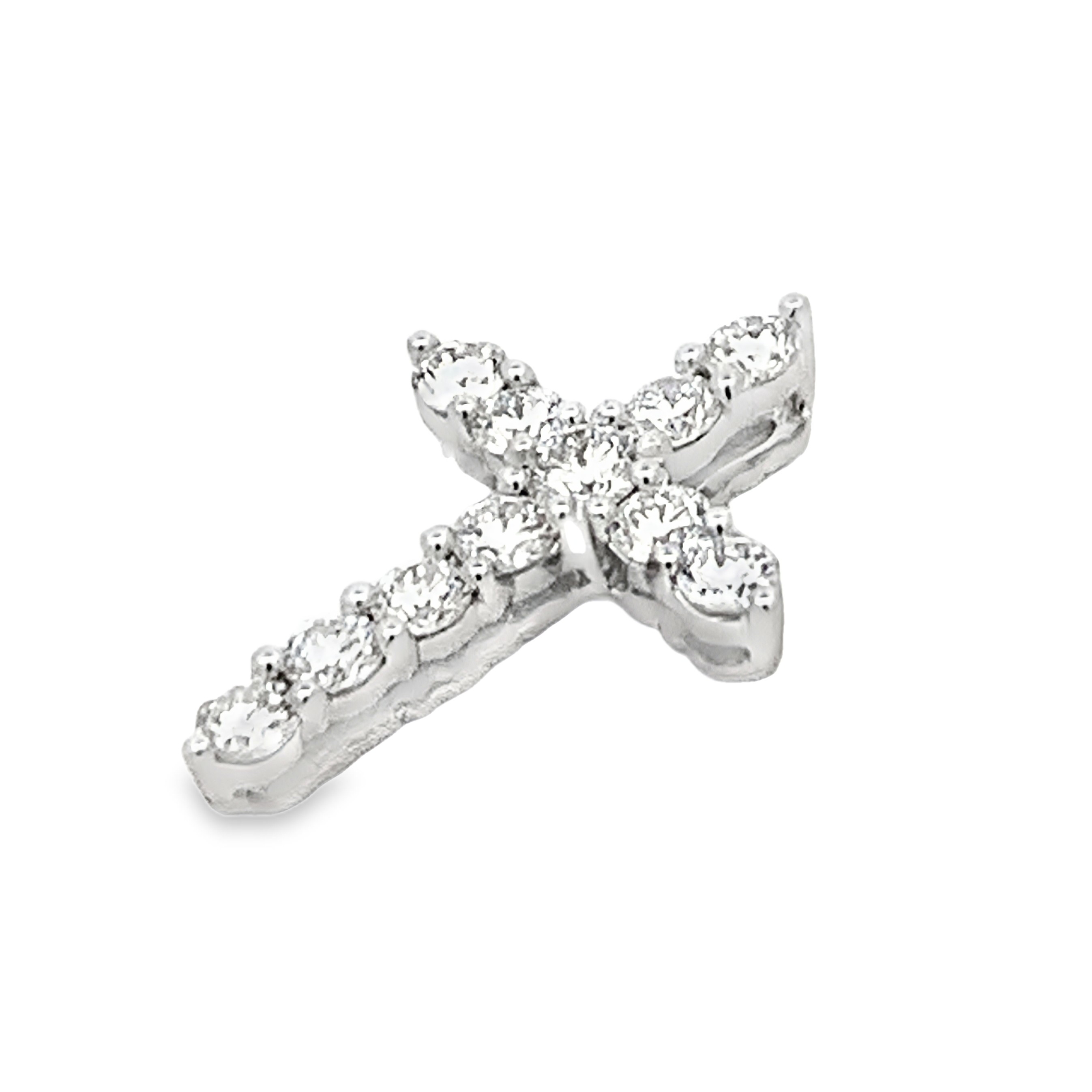 18K White Gold 0.5 Carat Diamond Cross Pendant