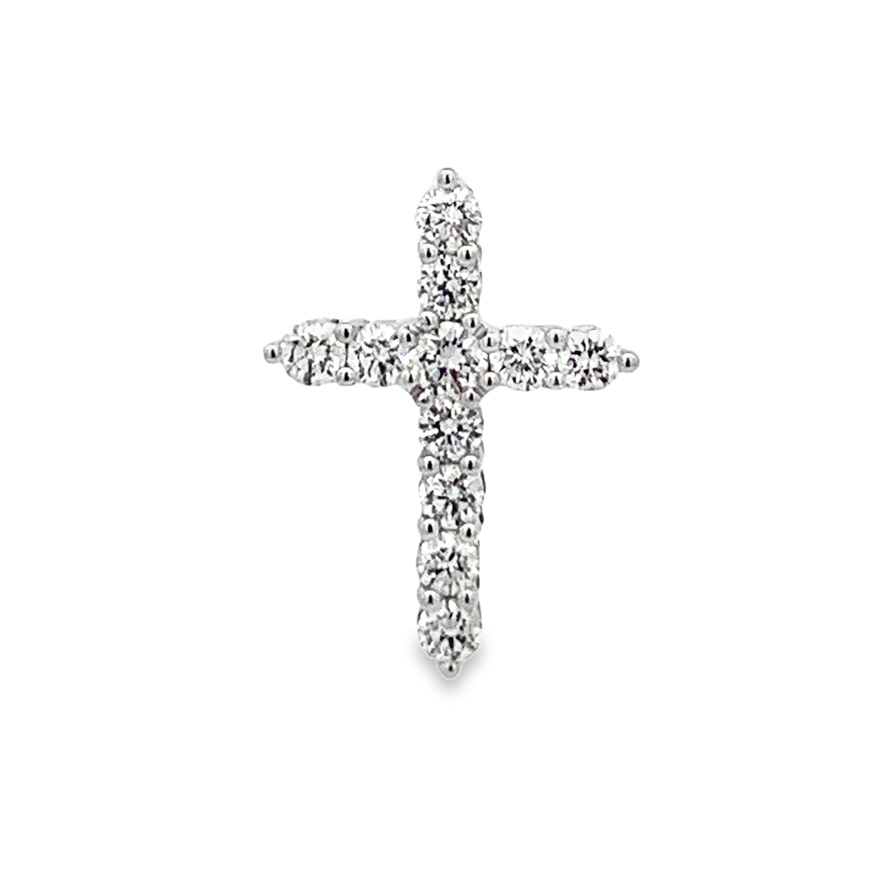 18K White Gold 0.5 Carat Diamond Cross Pendant