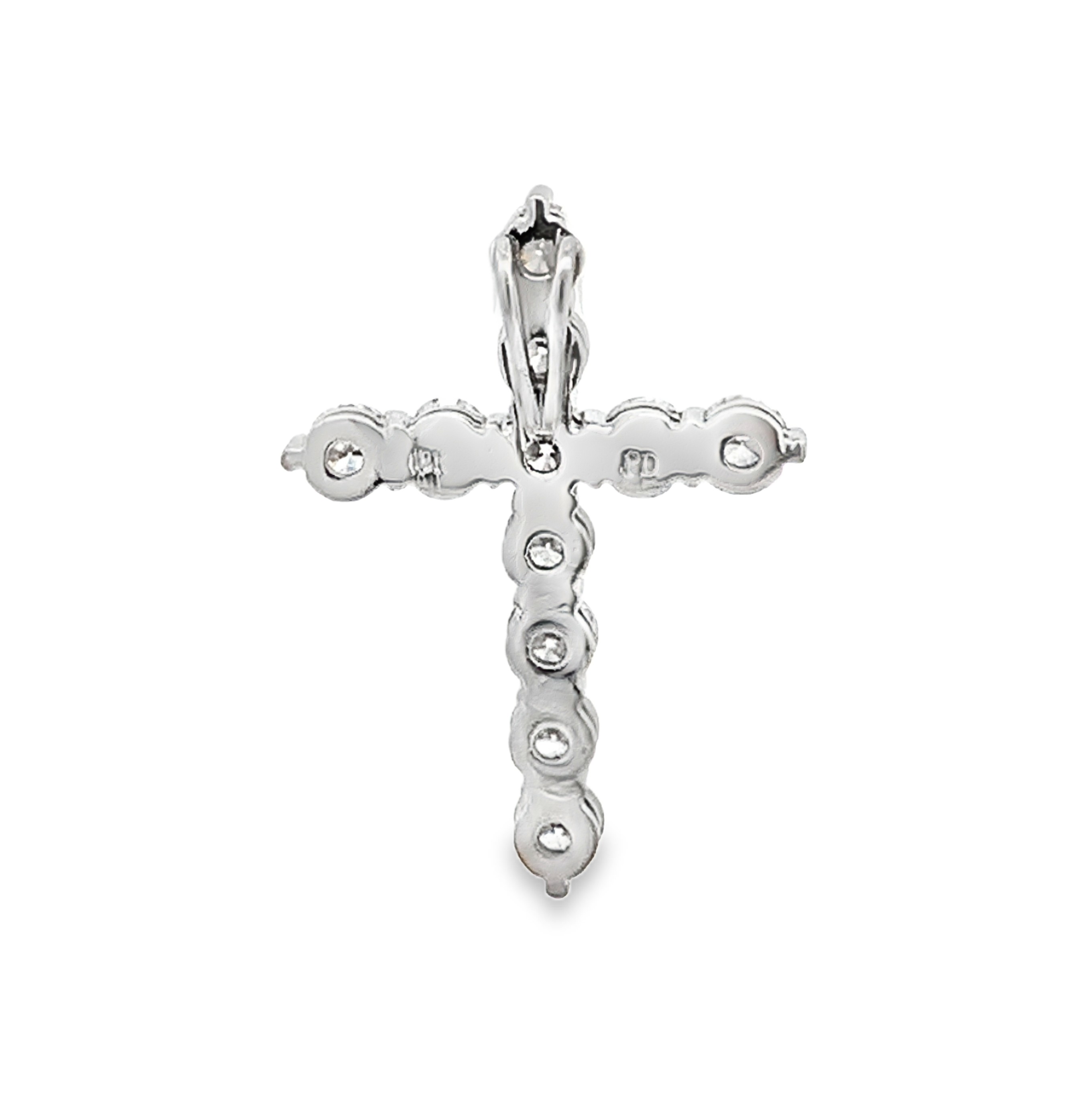 18K White Gold Diamond Cross Pendant