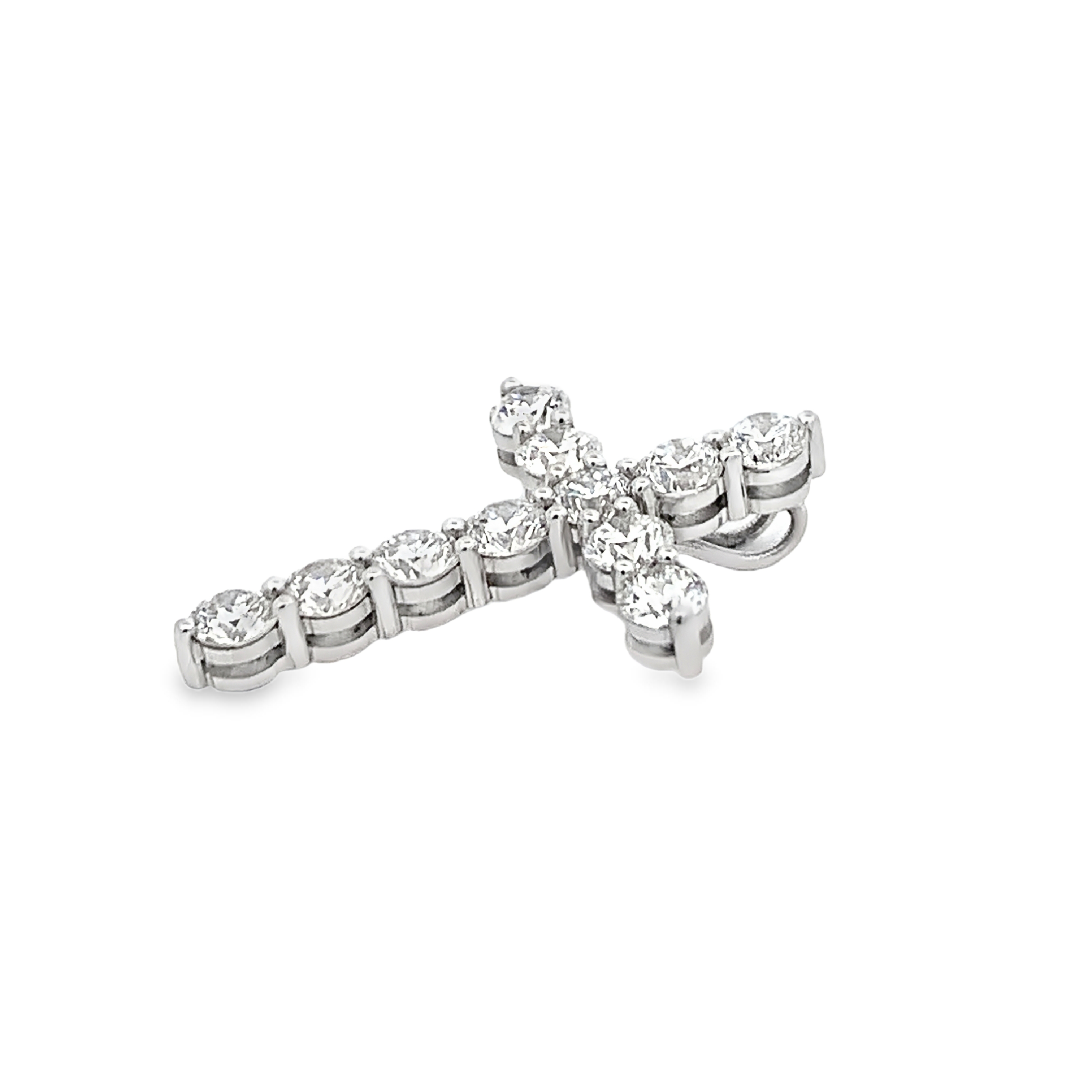 18K White Gold Diamond Cross Pendant