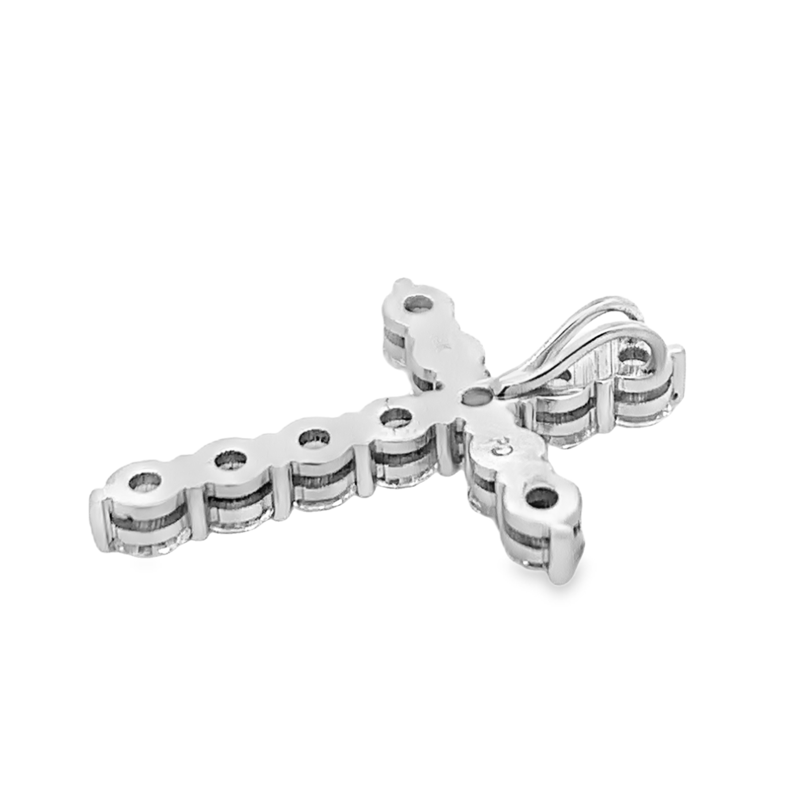 18K White Gold Diamond Cross Pendant