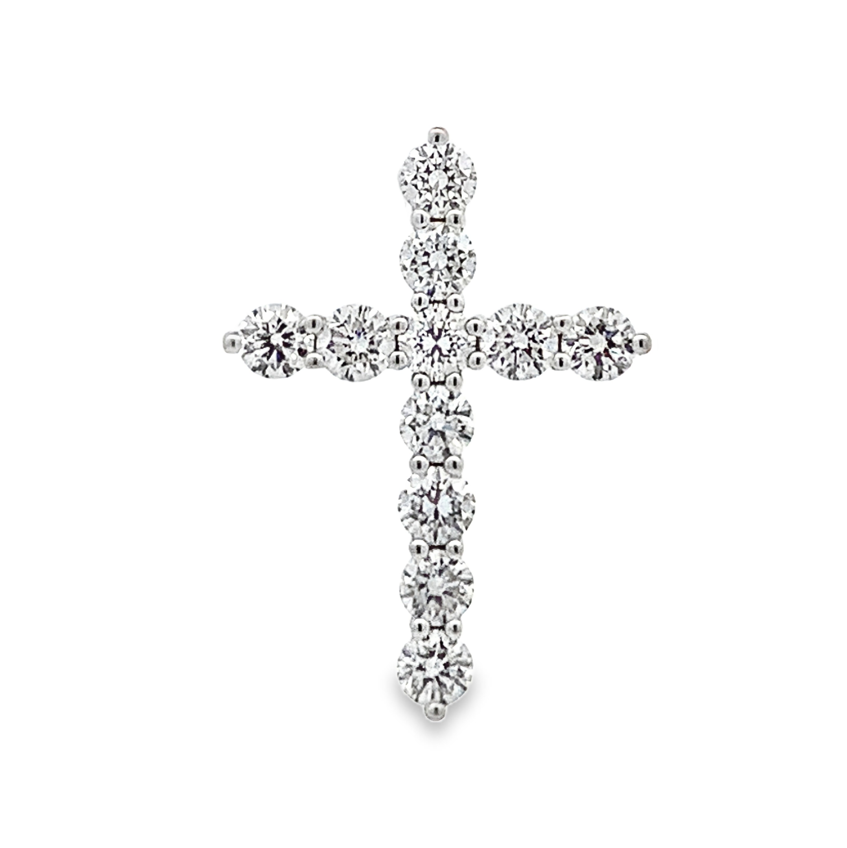 18K White Gold Diamond Cross Pendant