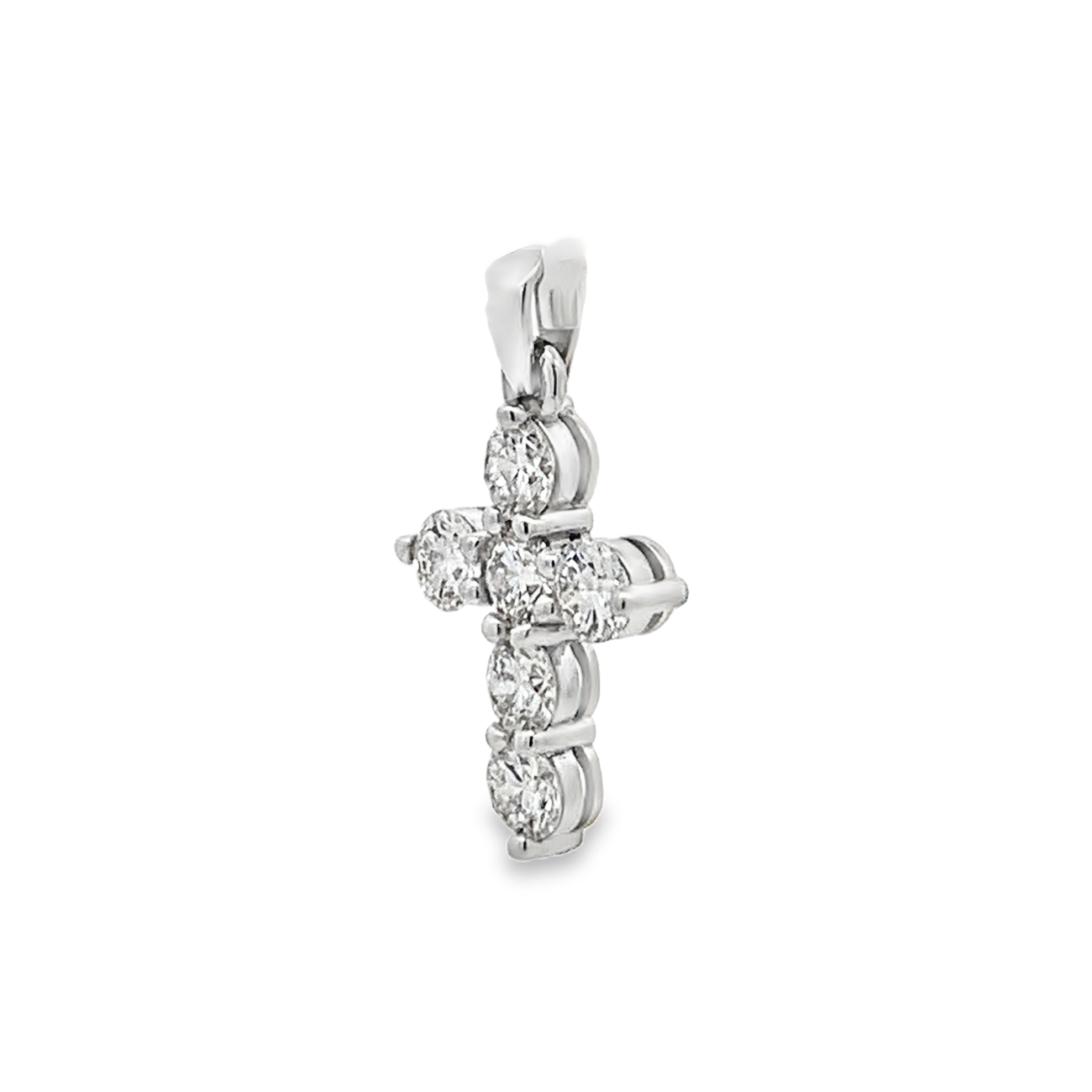 18K White Gold Diamond Cross Pendant