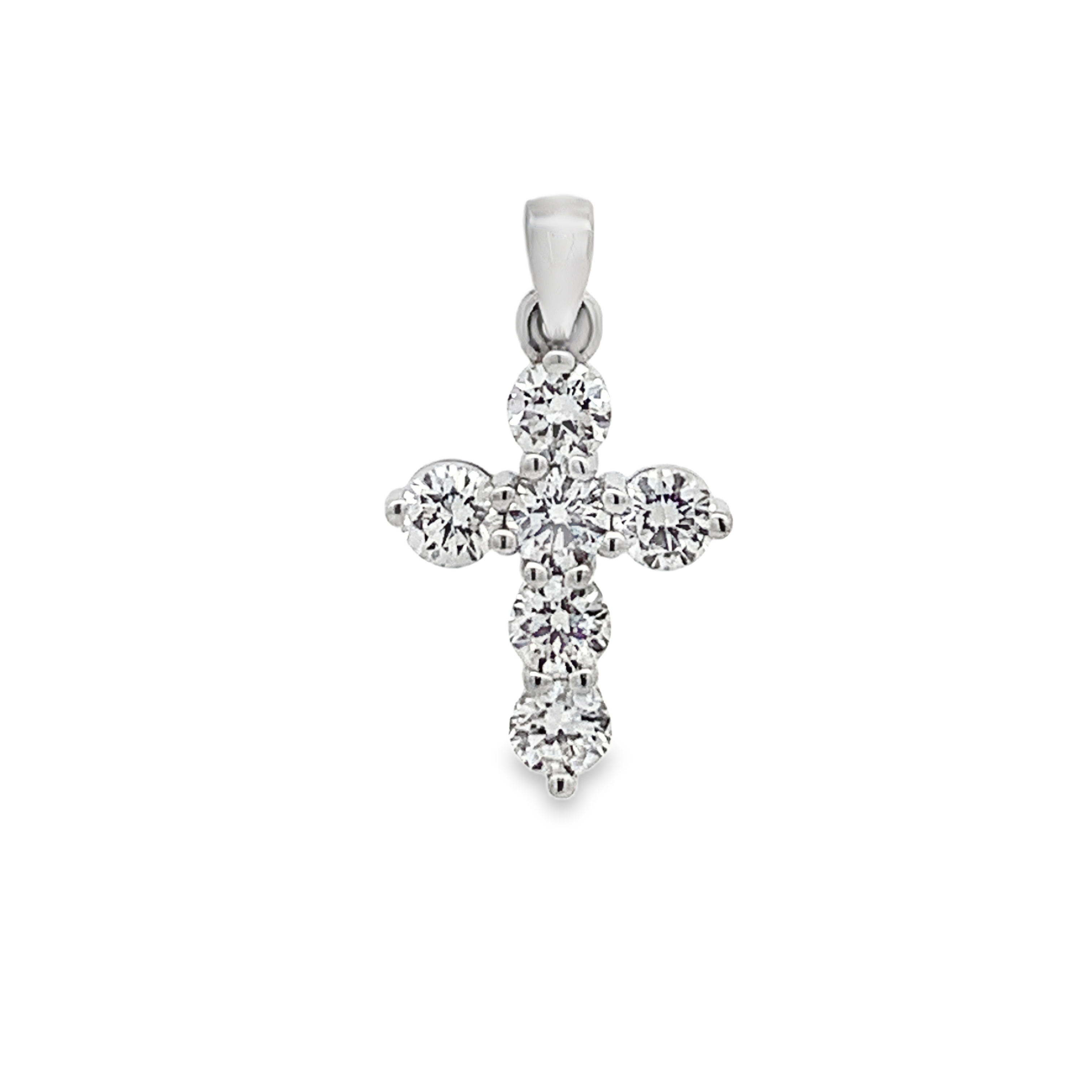 18K White Gold Diamond Cross Pendant