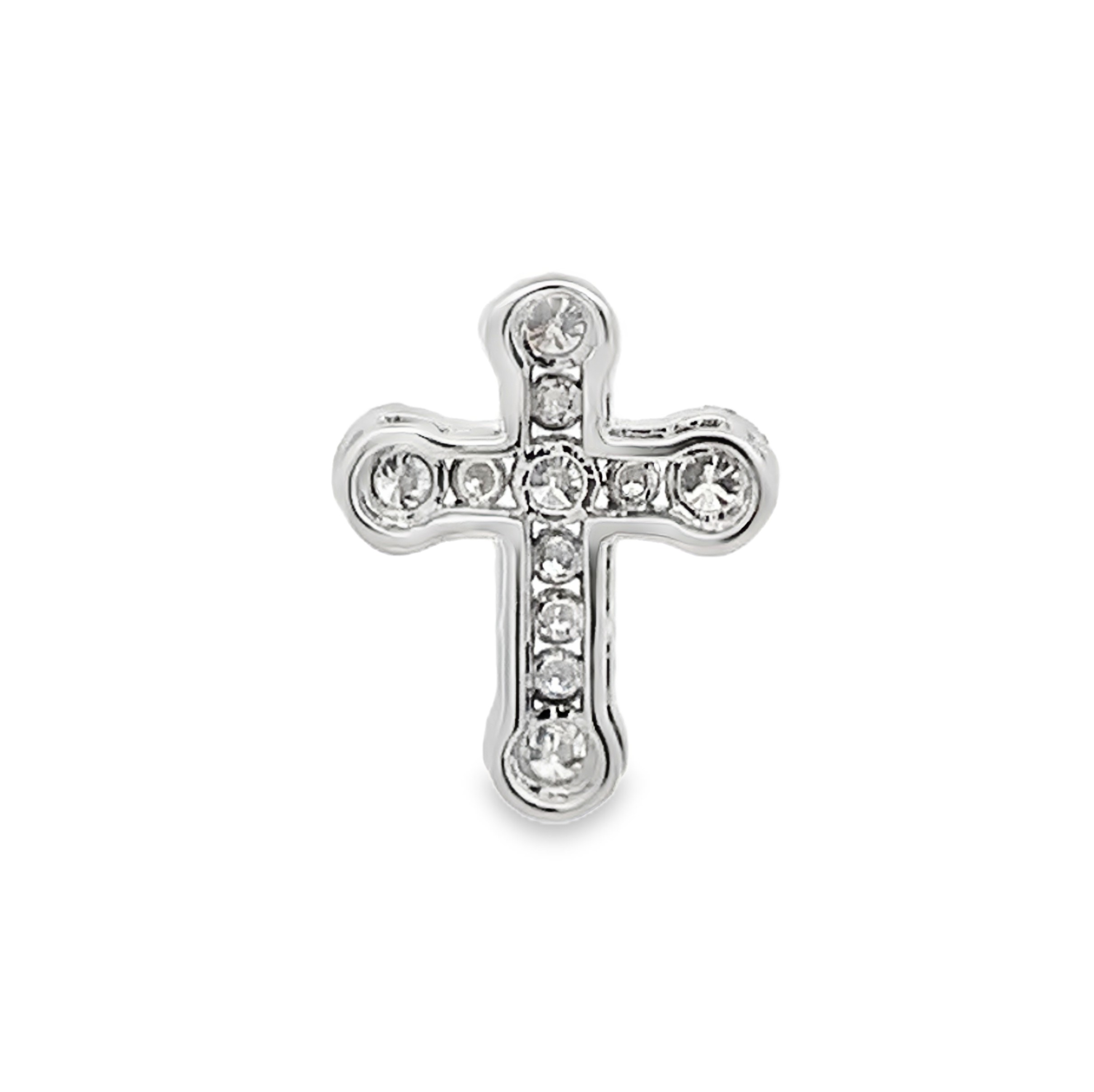 18K White Gold Diamond Cross Slide Pendant