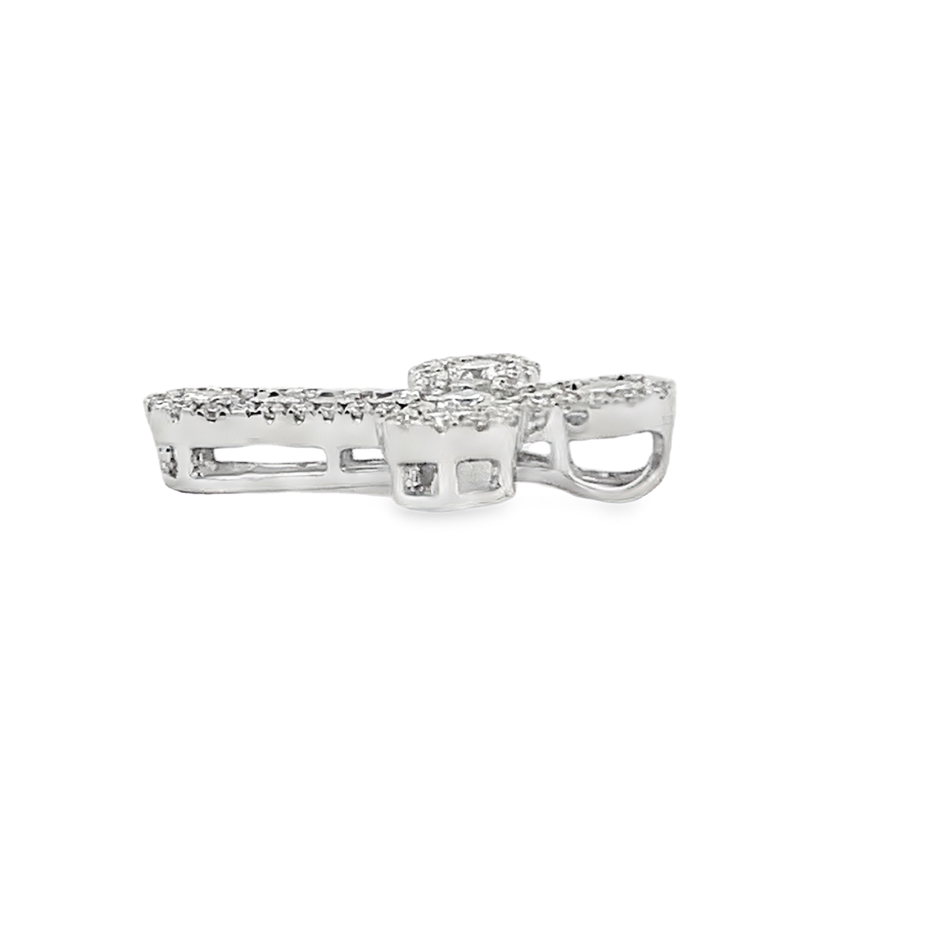 18K White Gold Diamond Cross Slide Pendant