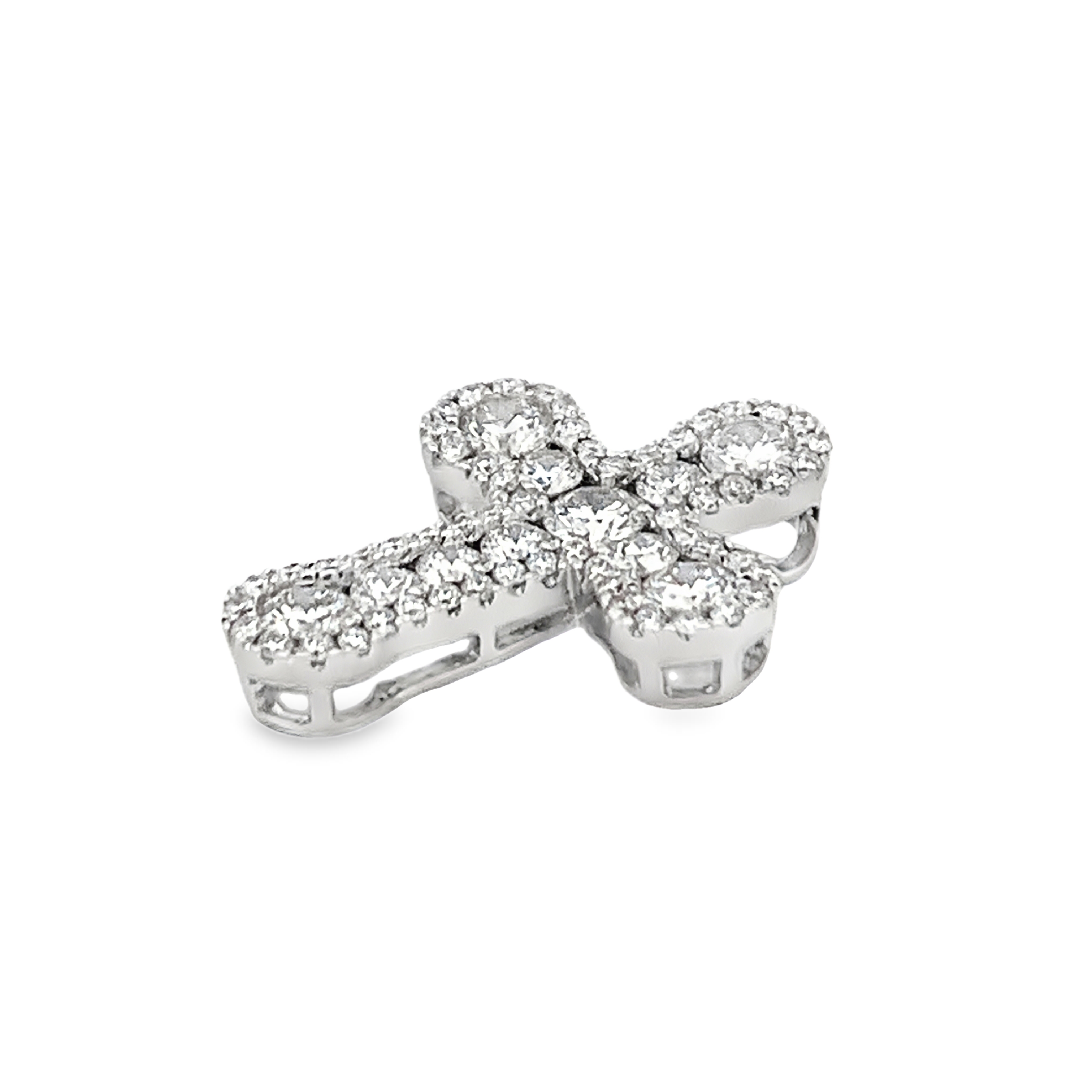 18K White Gold Diamond Cross Slide Pendant