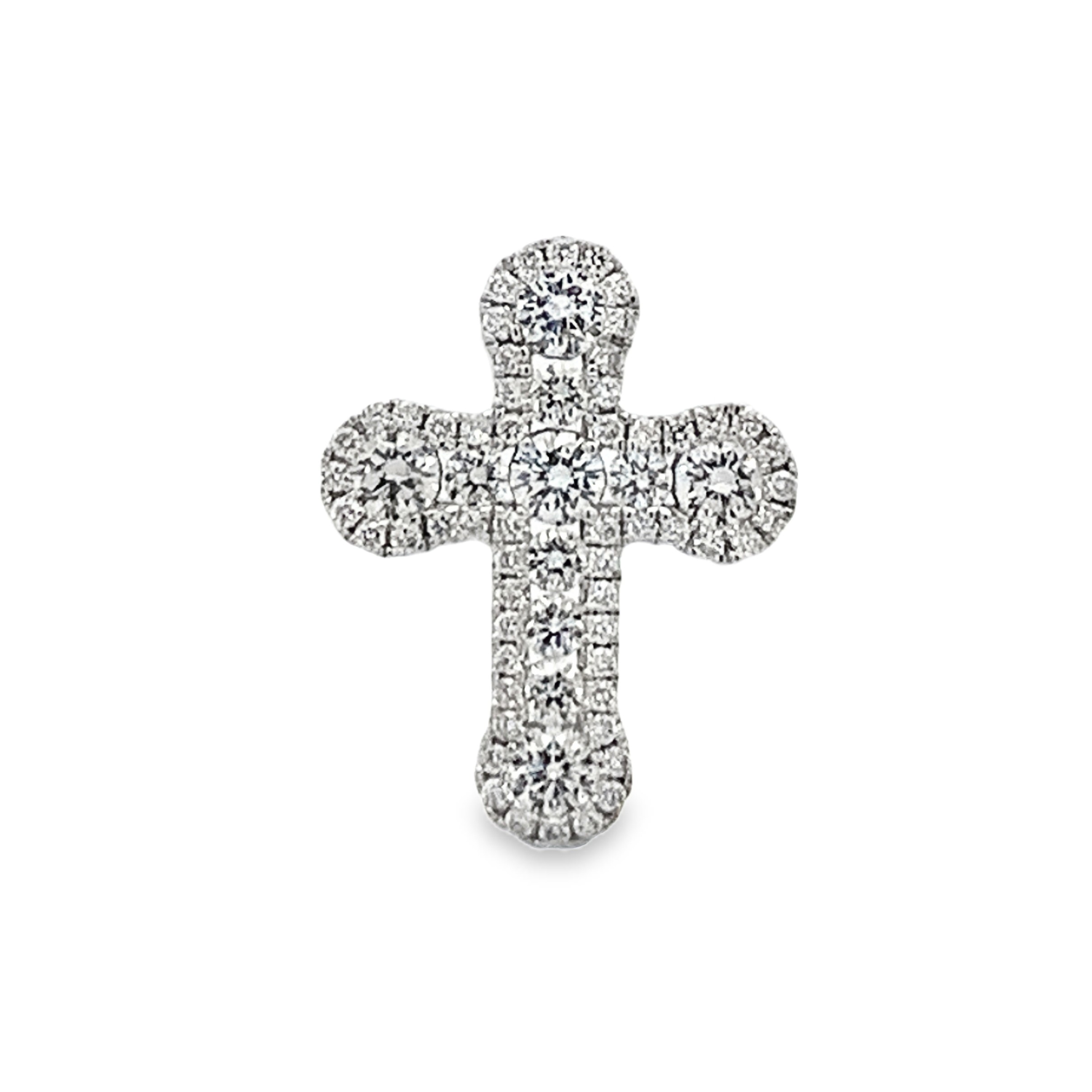 18K White Gold Diamond Cross Slide Pendant