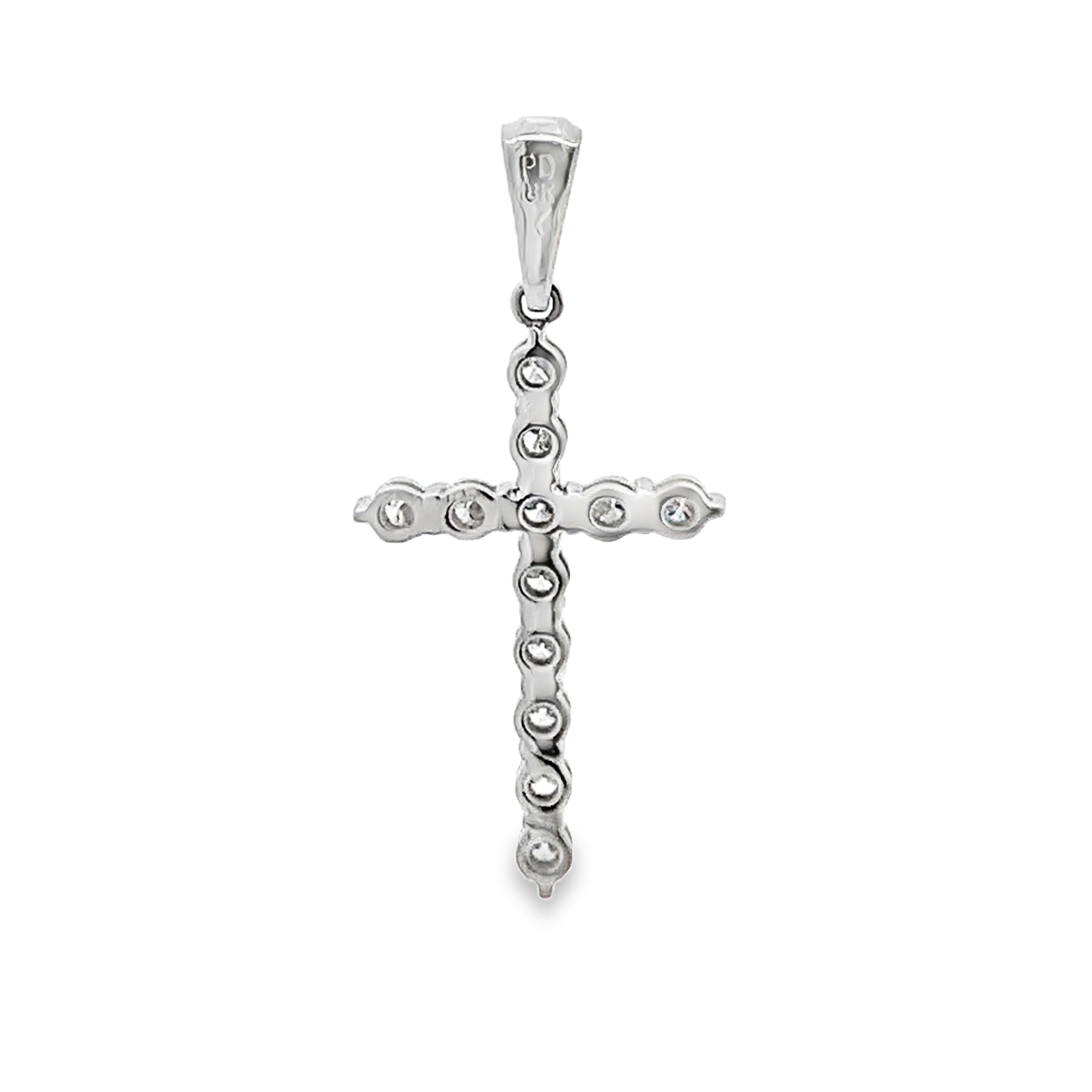 18K White Gold Diamond Cross Pendant