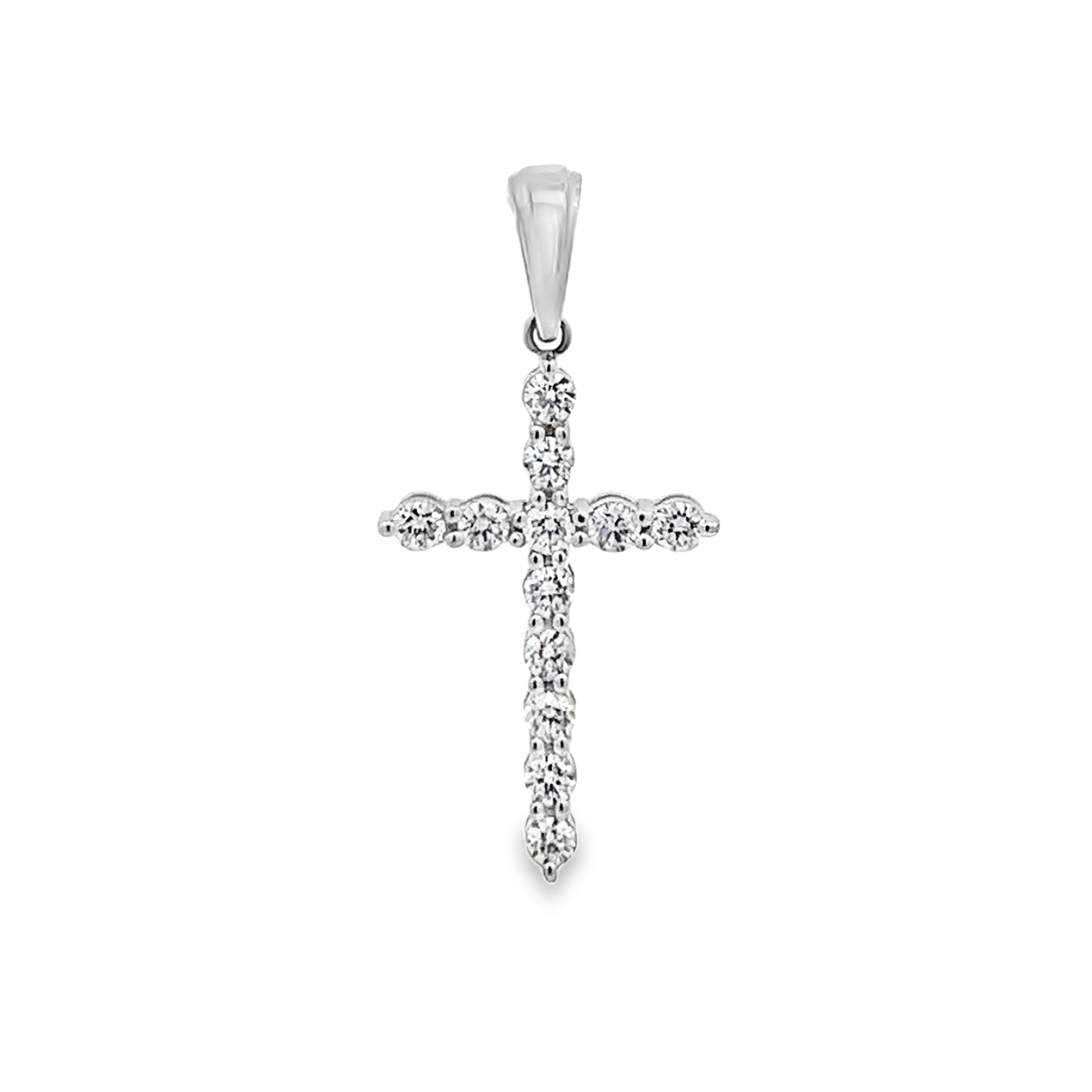 18K White Gold Diamond Cross Pendant