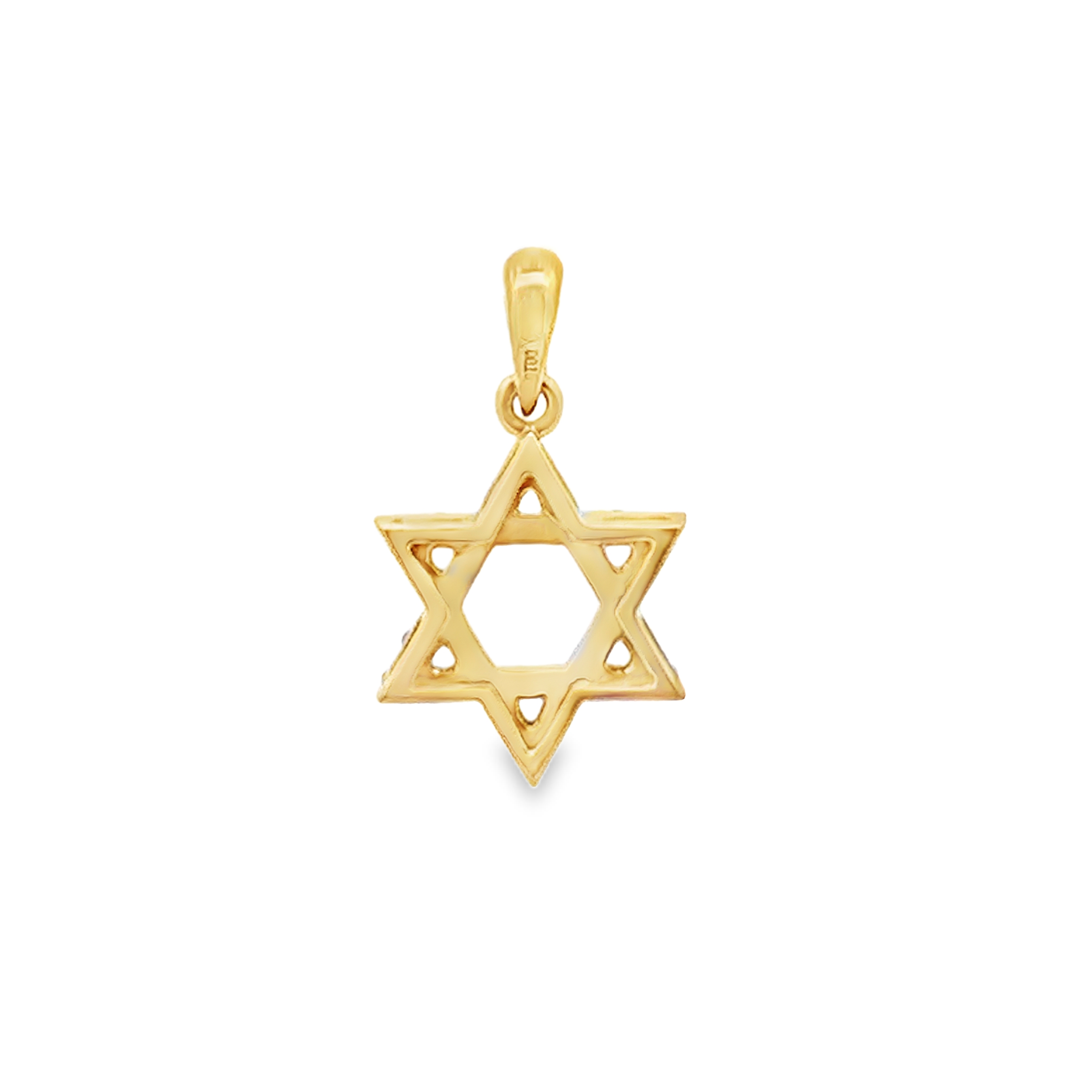 18K Yellow Gold Small Diamond Star of David Pendant