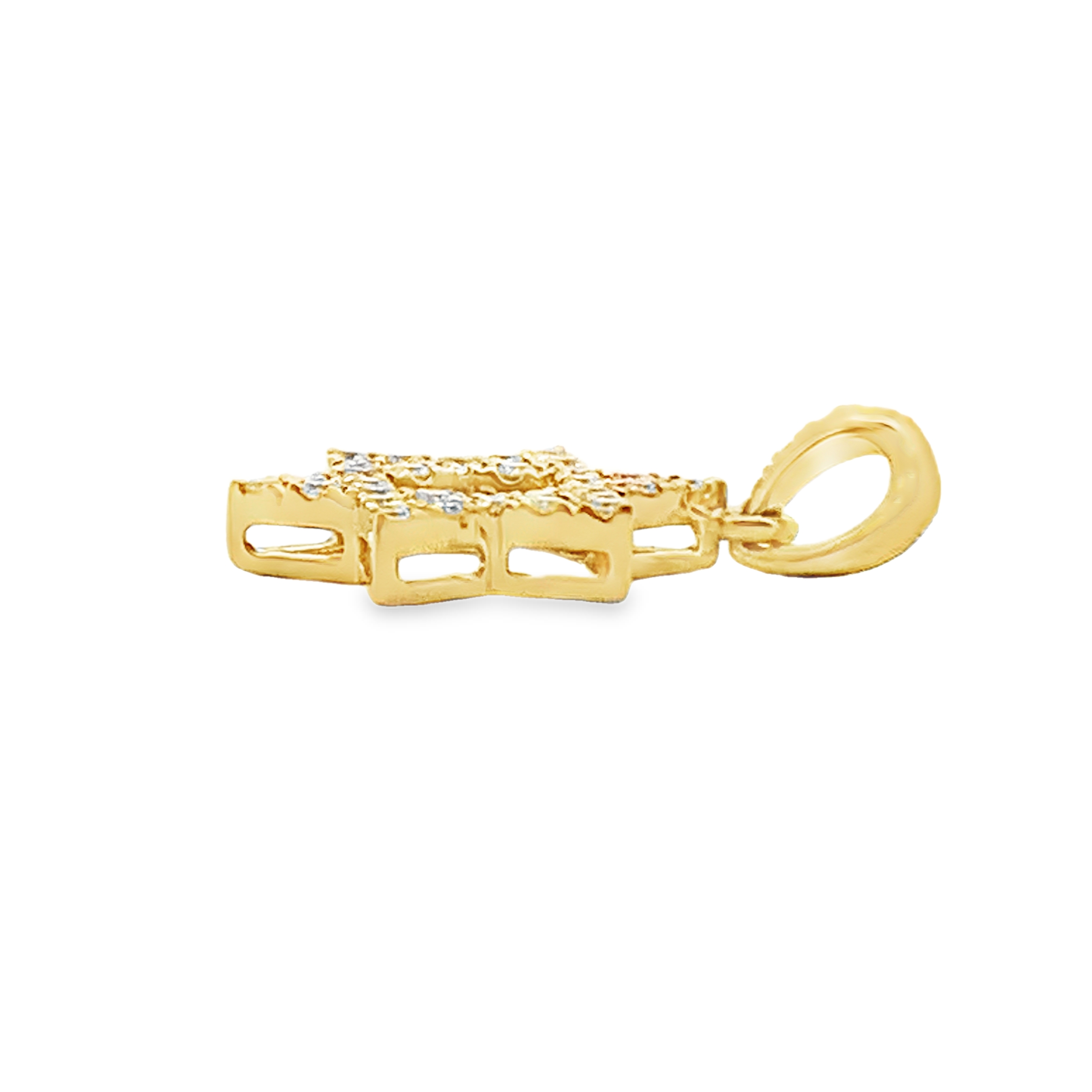 18K Yellow Gold Small Diamond Star of David Pendant