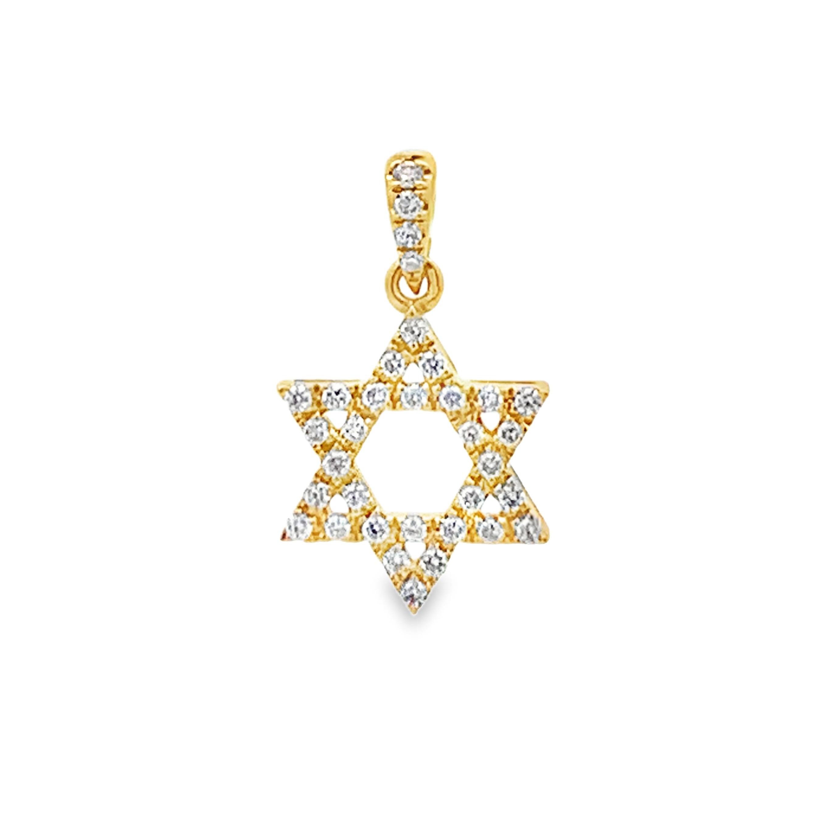 18K Yellow Gold Small Diamond Star of David Pendant