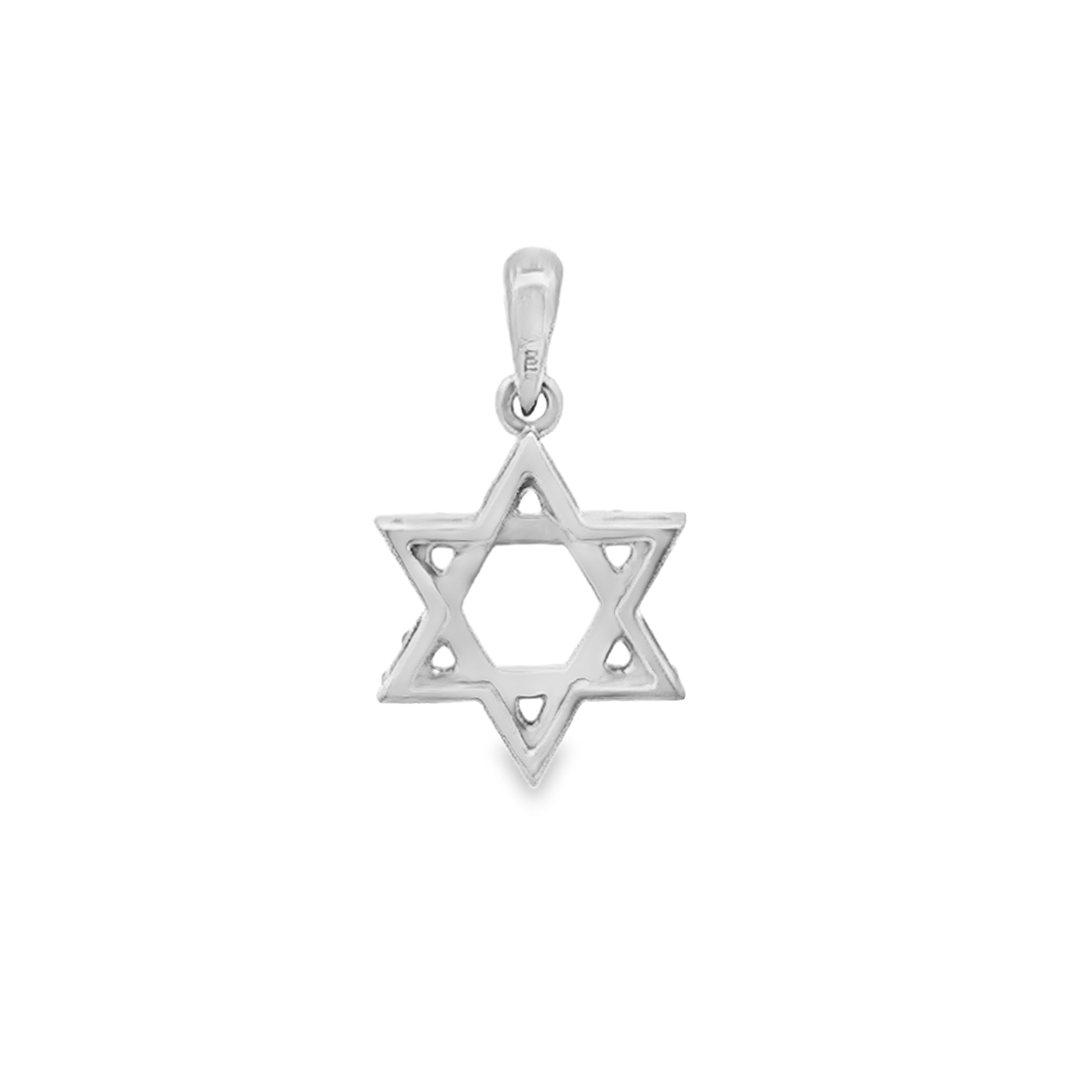 18K White Gold Small Diamond Star of David Pendant