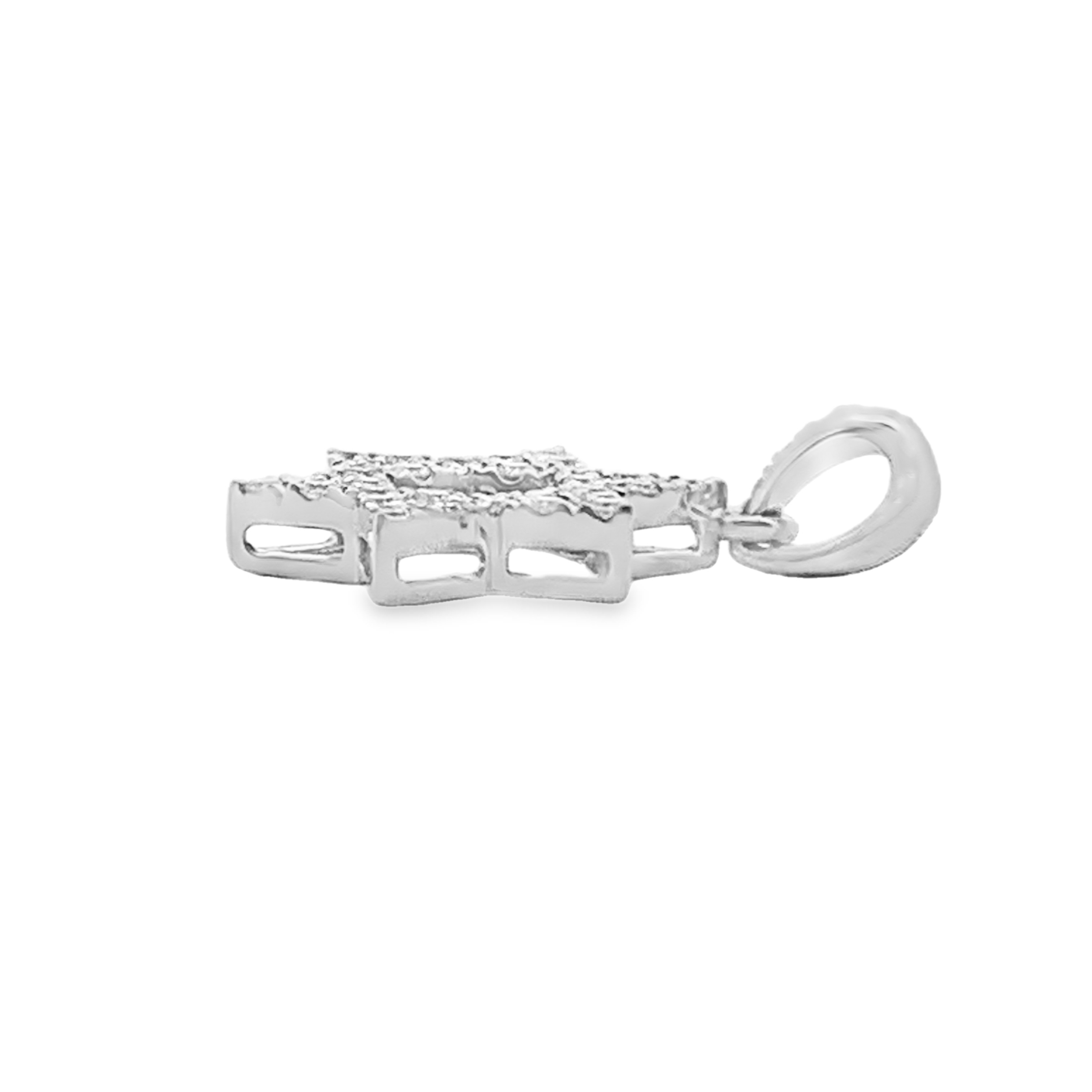 18K White Gold Small Diamond Star of David Pendant