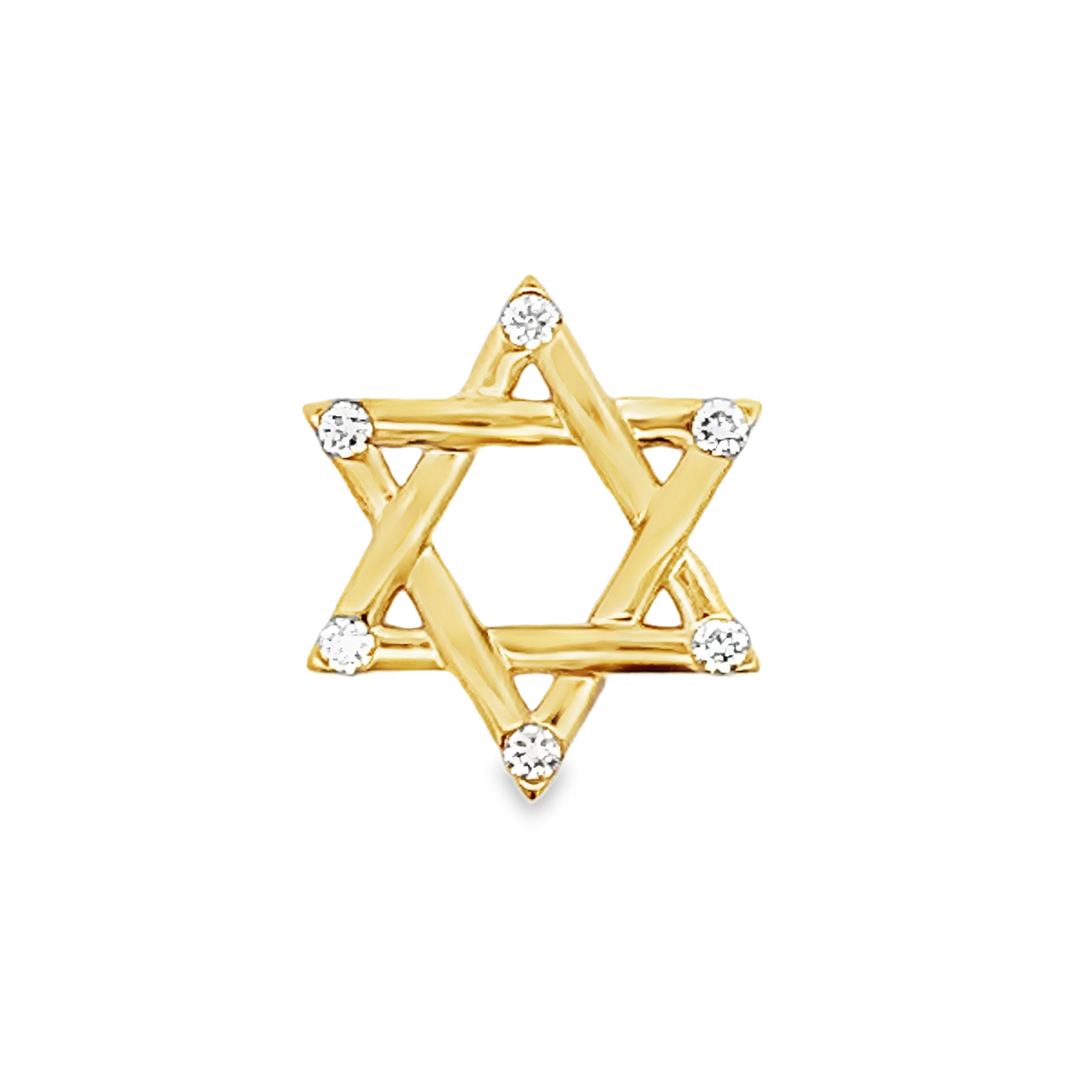 18K Yellow Gold Star of David Slide Pendant with Diamonds
