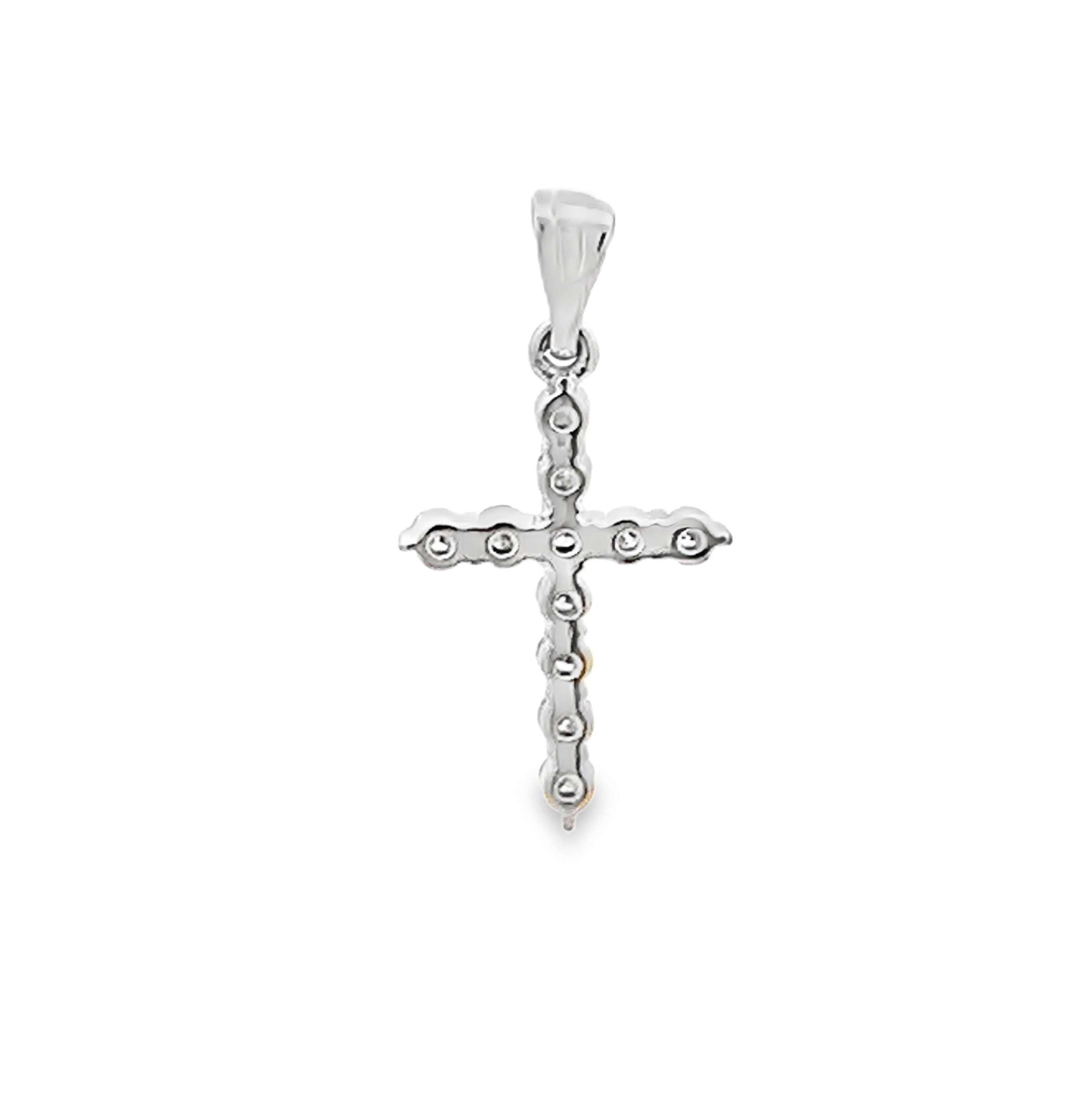 18K White Gold Diamond Cross Pendan