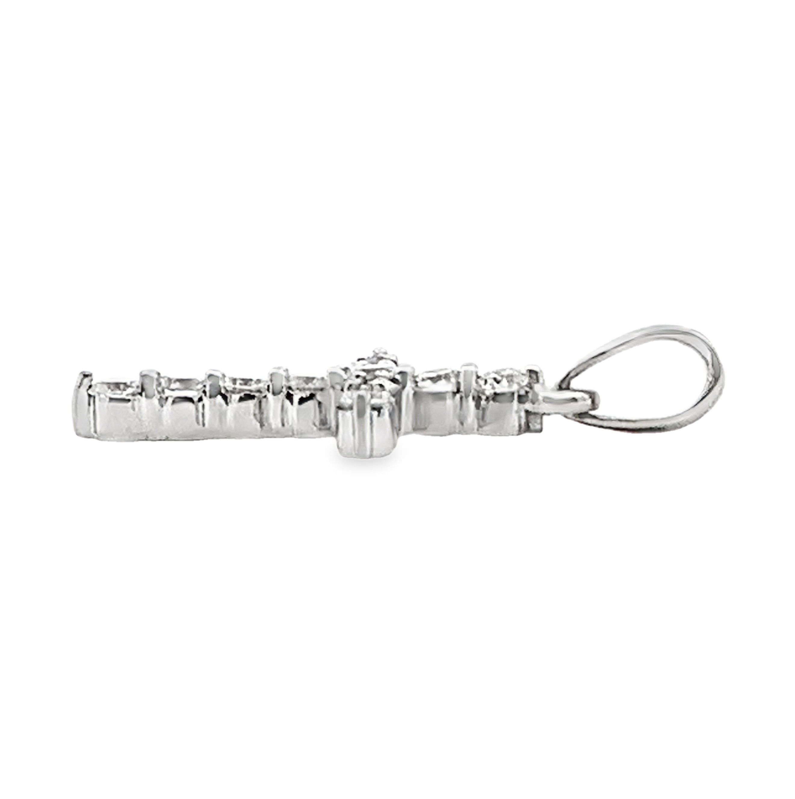 18K White Gold Diamond Cross Pendan